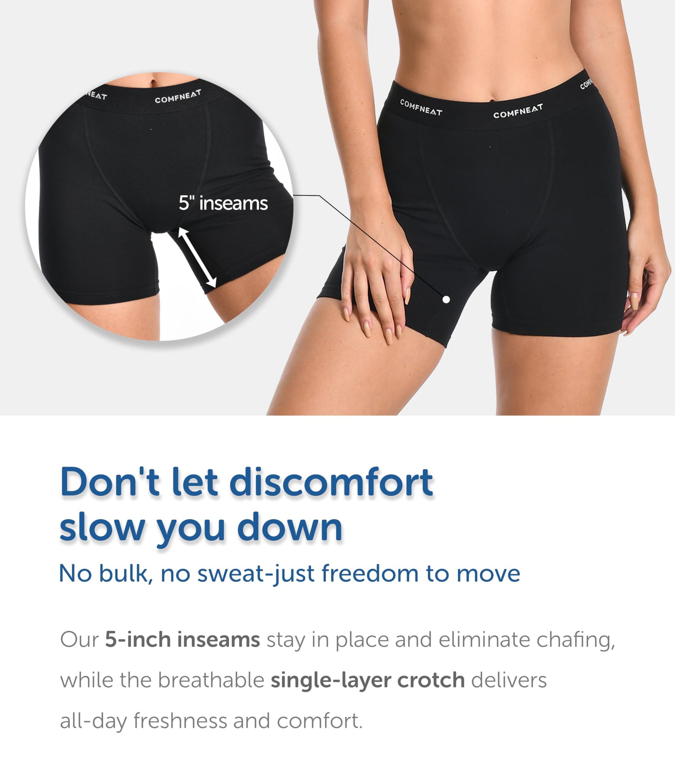 Comfneat Women's 4-Pack Boyshorts Cotton Spandex Boxer Briefs Stretchy Underwear Knitwear - Image 2