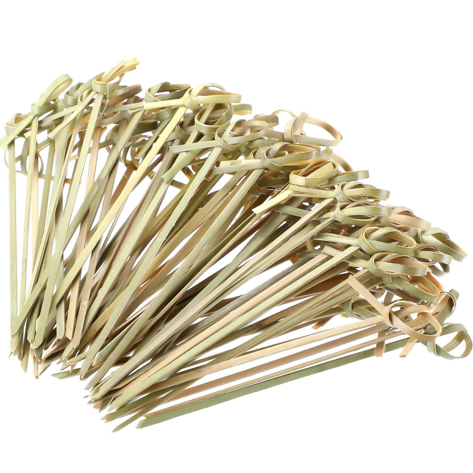 Nuogo 1000 Pcs Bamboo Cocktail Picks 4.13 Inch Bamboo Skewers Fruit Toothpicks for Appetizers Drink Garnish Sticks Handmade Food Pick with Looped Knot for Party Bar Snacks Sandwiches Drinks