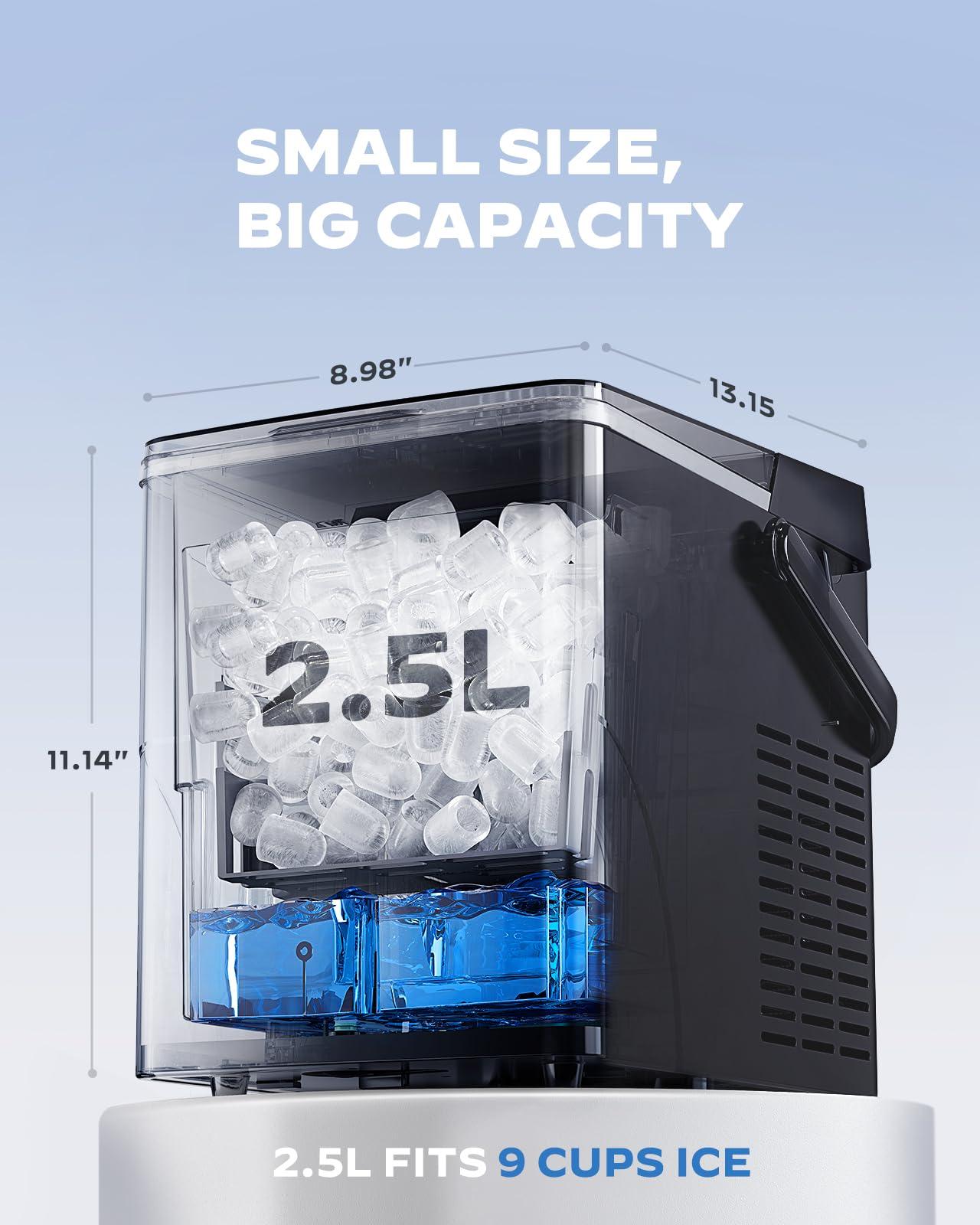 HOMEZAY Countertop Ice Maker, Compact Ice Maker with Larger 2.5L Expanding Ice Basket & 1.8L Water Tank, Smart Touch Control, 9 ICES in 6 Mins, Self-Cleaning, for Home/Party/Office/RV - Image 2