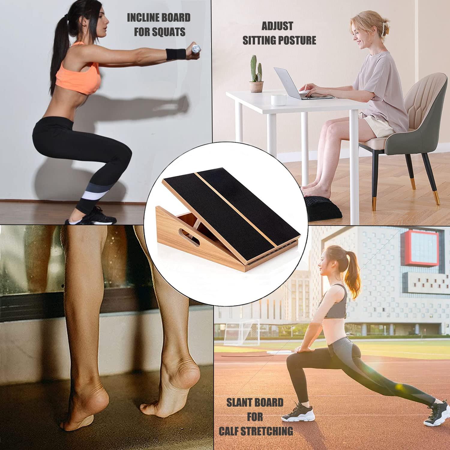 Slant Board for Calf Stretching Squats Calf Stretcher Incline Stretch Adjustable Wooden Wedge Footrest Professional for Knees Ankle Heel Feet Leg - Image 3
