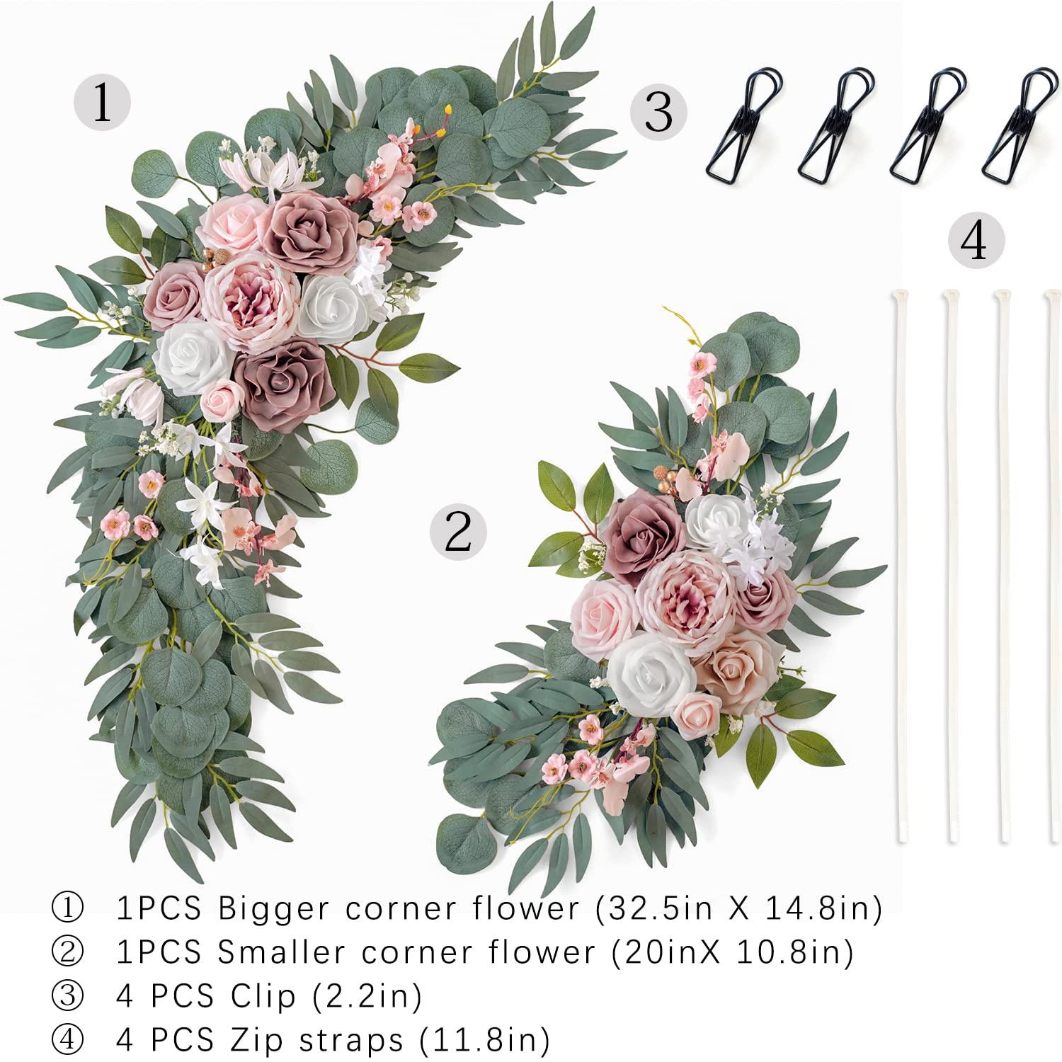 ponatia Wedding Arch Flowers (Pack of 2), Artificial Dusty Rose Flowers for Wedding Welcome Signs Decorations and Arch Flower for Wedding Ceremony Reception (Dusty Rose & Blush) - Image 7