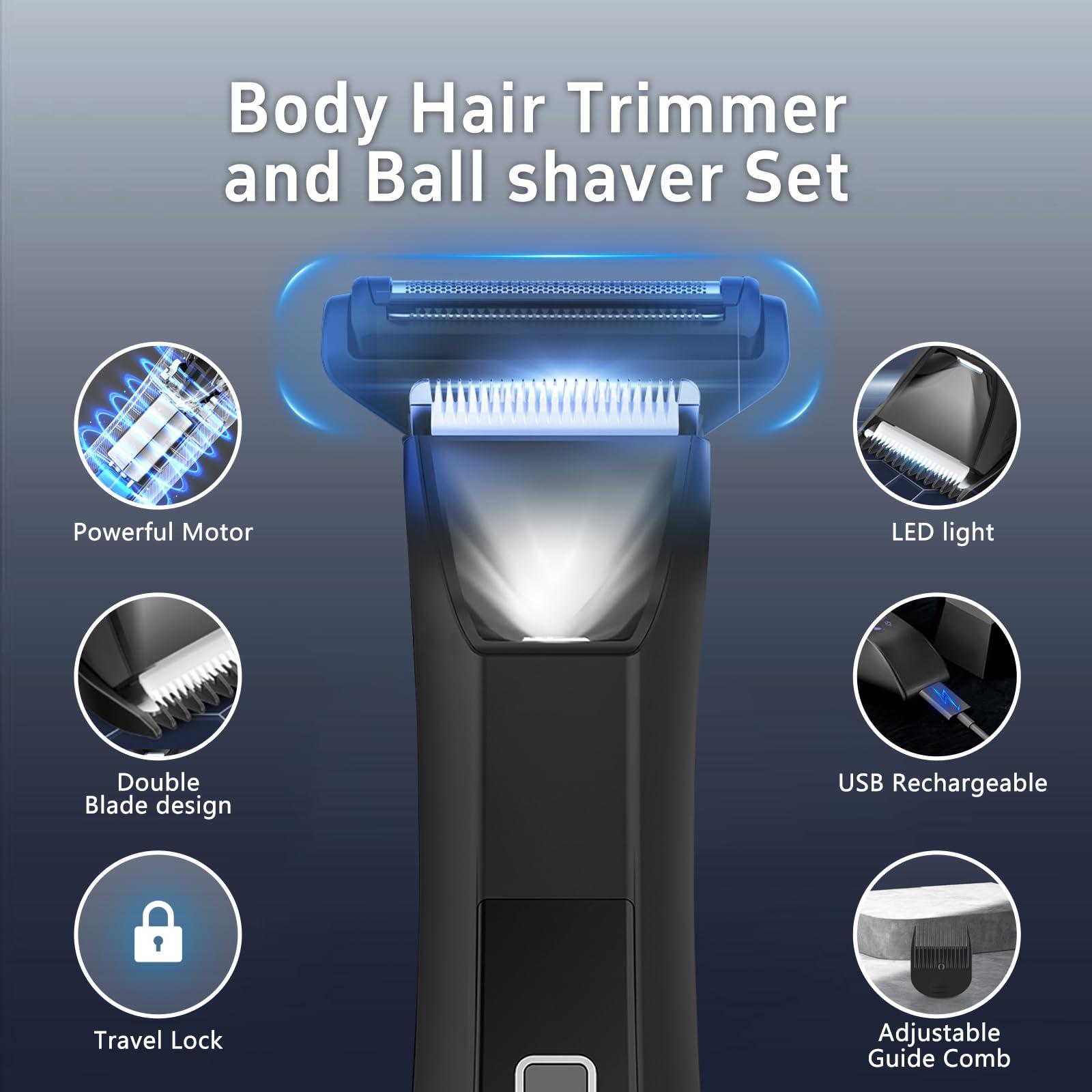 Beatslm Manscape Body Trimmer for Men, Groin & Body Hair Trimmer, Ball Foil Shaver, Nose Hair Clippers, 3 in 1 Men's Waterproof Wet/Dry Groomer with Travel Case &Travel Lock, LED Display, Black - Image 3