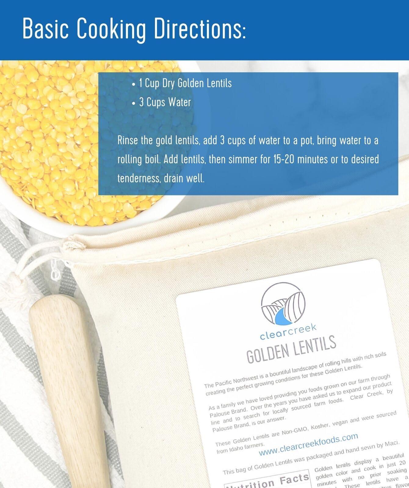 Certified Glyphosate Residue Free Yellow Lentils | Montana Grown | 4 lb Linen Drawstring Bag | Non-GMO | Kosher | Vegan | Non-Irradiated (Will Sprout) - Image 3