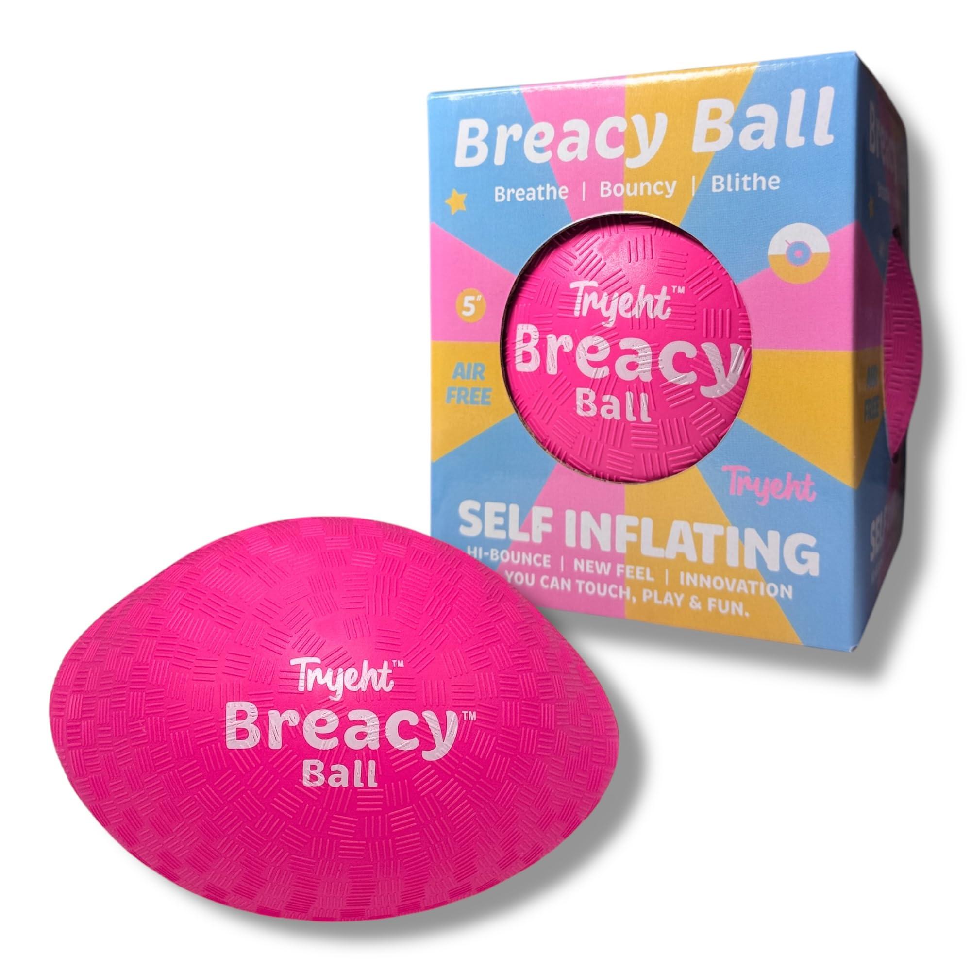 Tryeht 𝗦𝗲𝗹𝗳 𝗜𝗻𝗳𝗹𝗮𝘁𝗶𝗻𝗴 Ball 5" - Pump Free Playground Easy Grip Instant Healing Rubber Ball | Handball, Dodgeball, Mini Soccer Vollyball, Stress Support, Tension Sensory