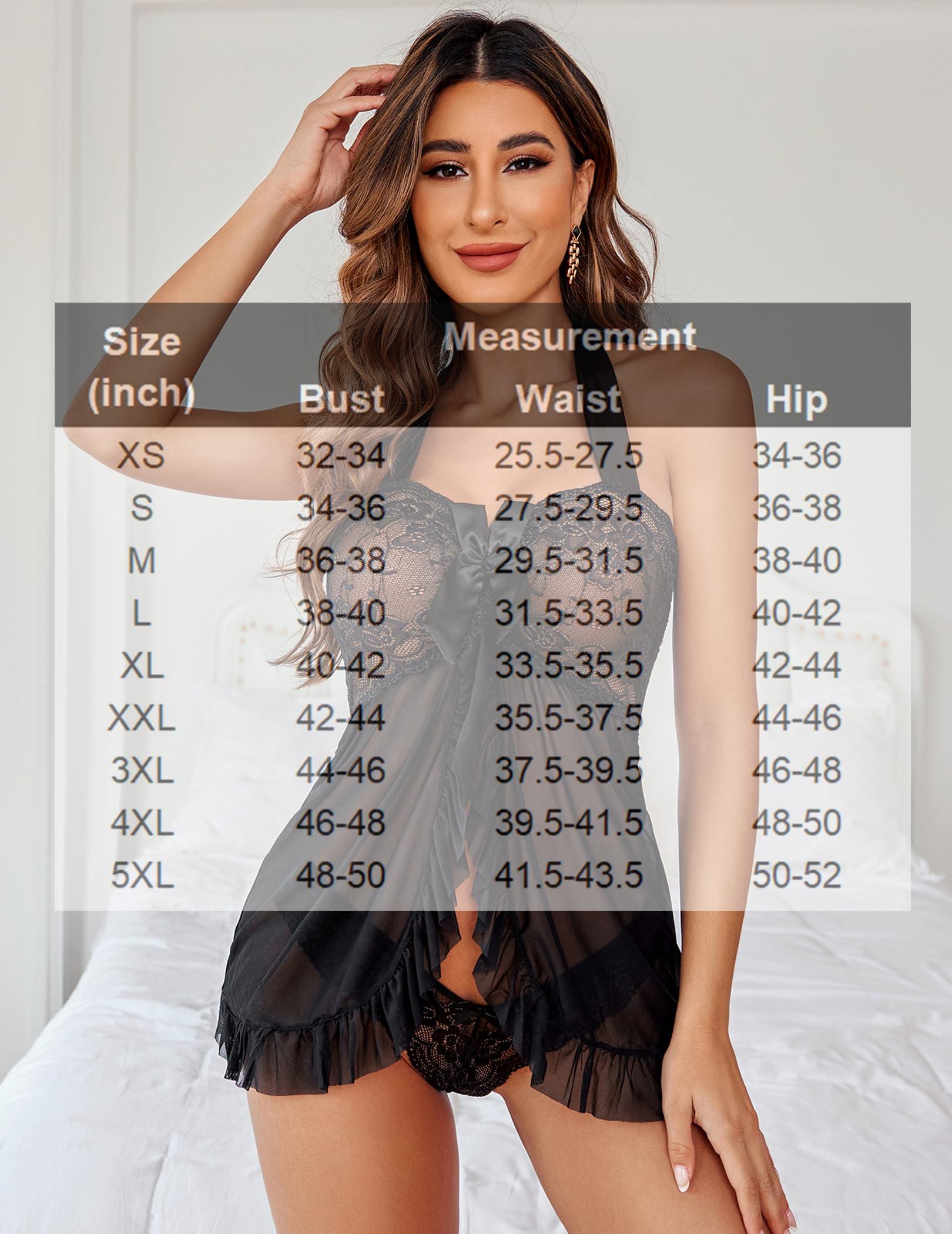 Avidlove Lingerie for Women Sexy Halter Lace Babydoll Dress Open Front Chemise Boudoir Nighty XS-5XL - Image 7