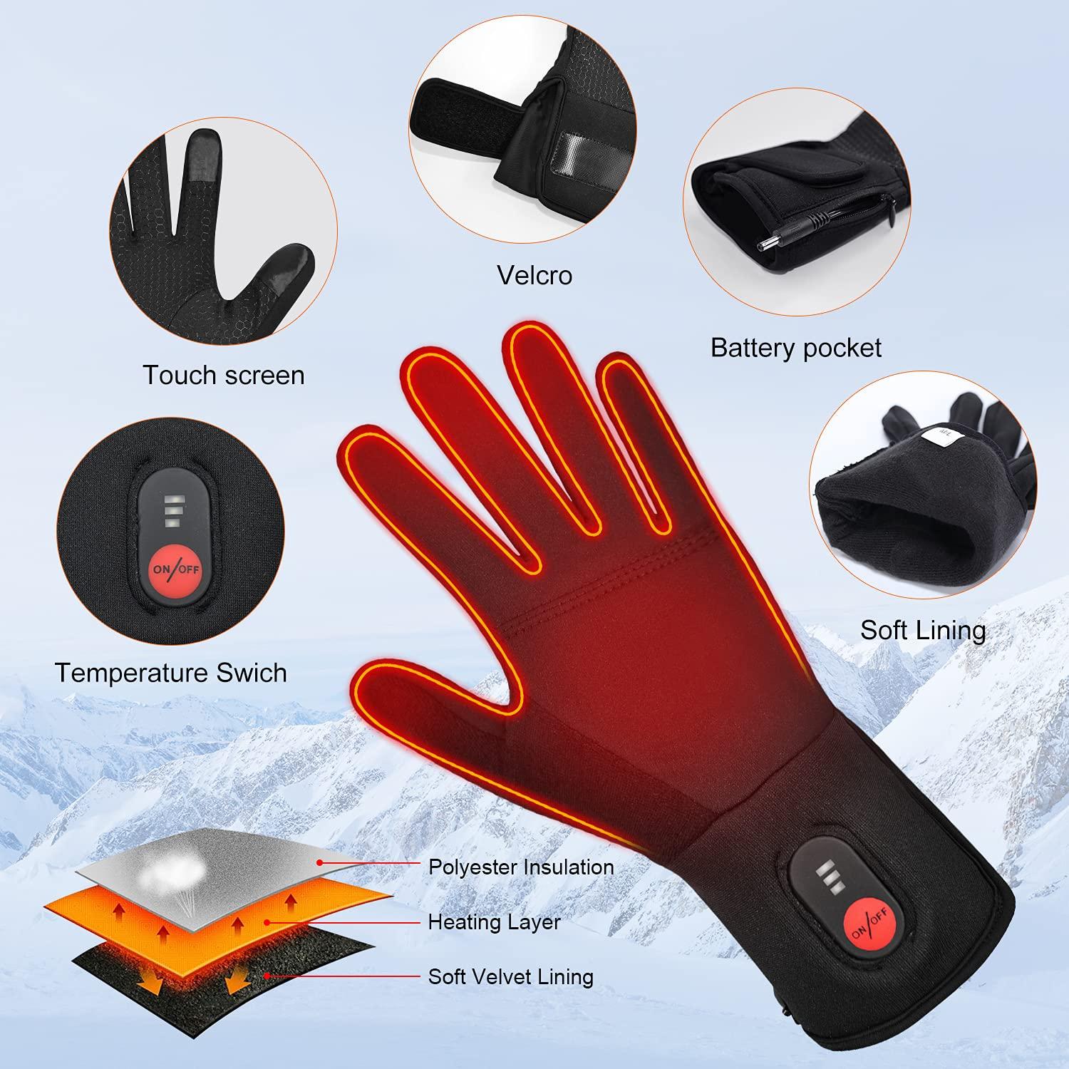 Heated Glove Liners for Men Women,Rechargeable Electric Battery Heating Riding Ski Snowboarding Hiking Cycling Hunting Thin Gloves Hand Warmer - Image 3