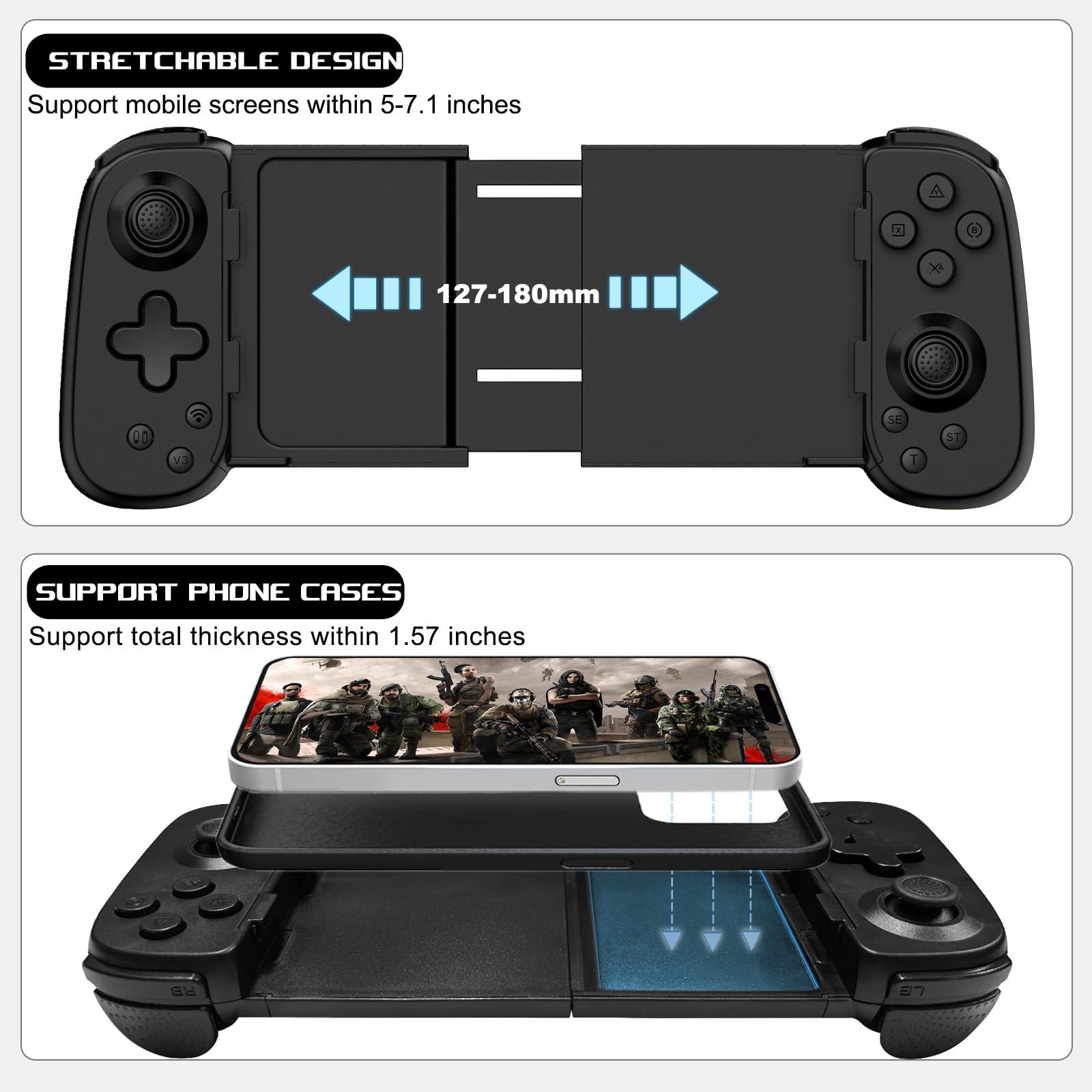 arVin Mobile Gaming Controller for iPhone 16/15/14/iPad/Android Phone/Tablet/Switch, PS Remote Player Gamepad for PS5/PS4/Xbox/PC, Wireless Joystick Play Cloud Gaming, Arcade Mfi Games, CODM, Roblox - Image 7