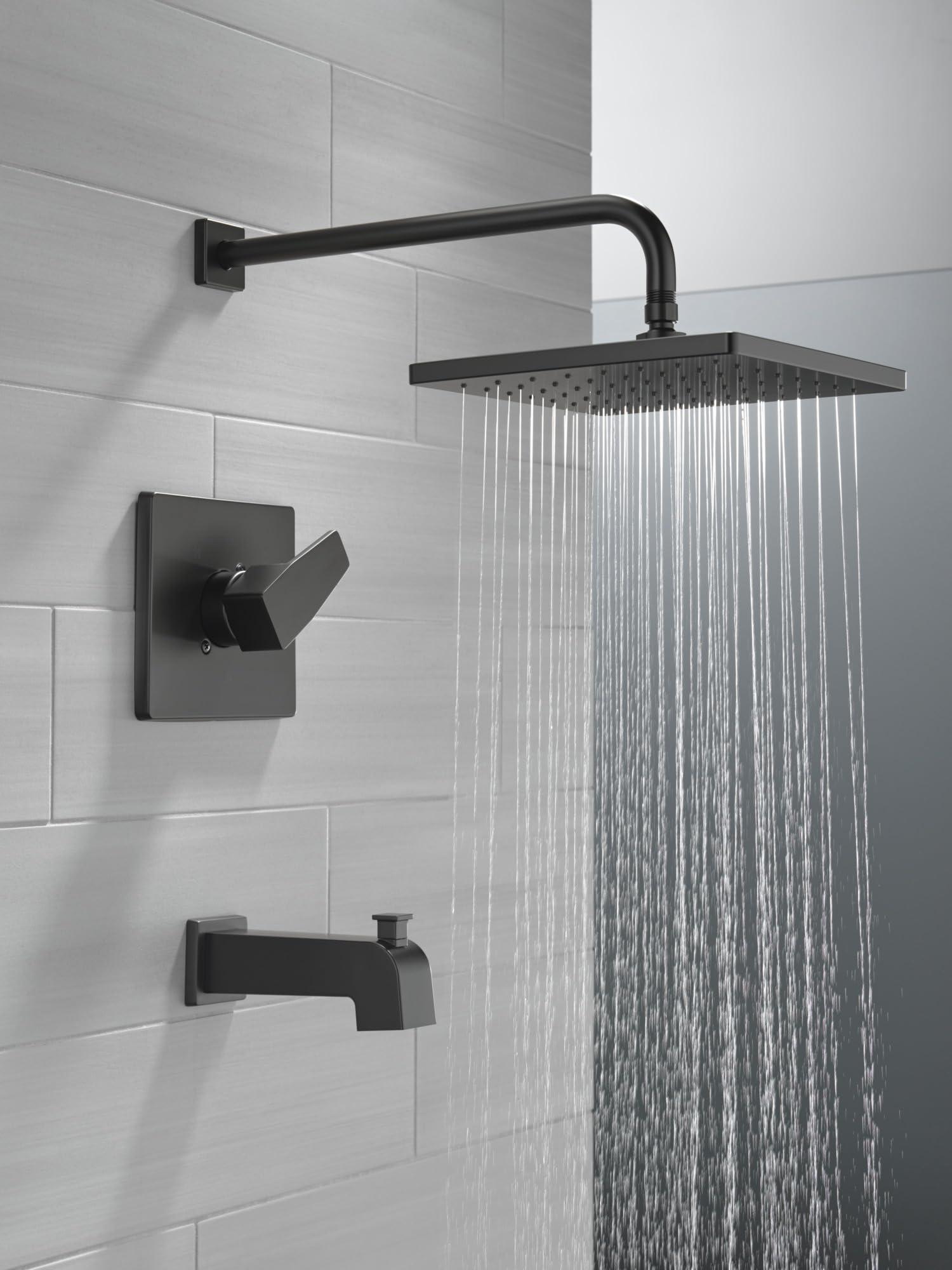 Delta Faucet Modern 14 Series Matte Black Shower Faucet, Tub and Shower Trim Kit with Single-Spray Touch-Clean Black Shower Head, Matte Black T14467-BL-PP (Valve Not Included) - Image 2