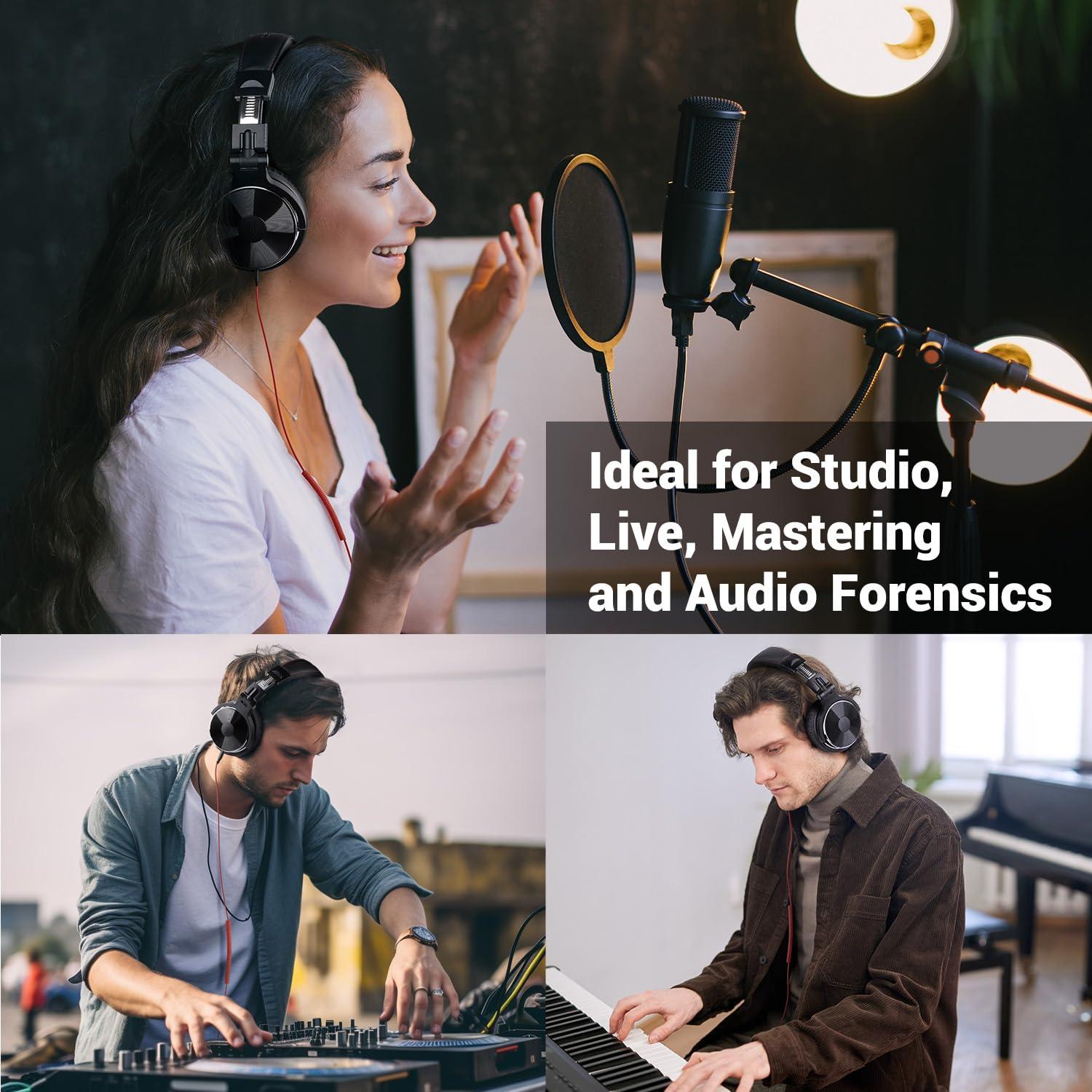 OneOdio Wired Over Ear Headphones Hi-Res Studio Monitor & Mixing DJ Stereo Headsets with 50mm Drivers and 1/4 to 3.5mm Jack for AMP Computer Recording Podcast Keyboard Guitar Laptop - Black - Image 8