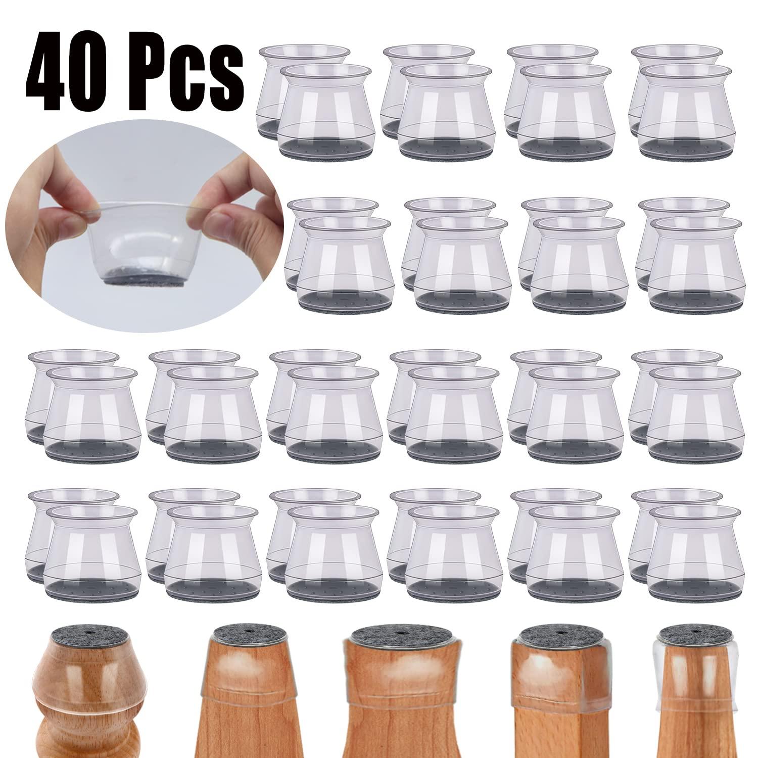 BUMACO 40Pcs Chair Leg Floor Protectors Chair Leg Protectors for Hardwood Floors Silicone Pads Covers to Protect Floors (Universal L Clear Fit 1-5/16"~2") - Image 3