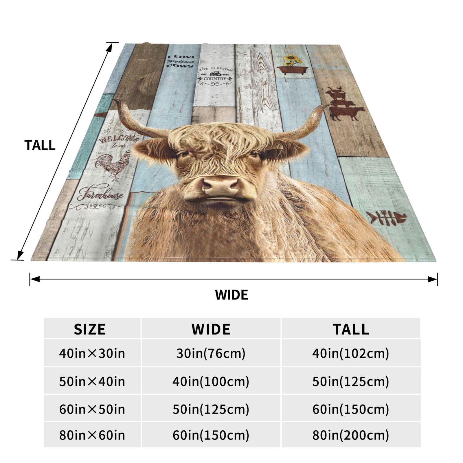 Highland Cow Blanket Highland Cattle Decor Throw Blanket Farmhouse Cow Blanket Gifts for Girls Boys Super Warm Soft Plush Lightweight Fleece Flannel Bedding Blanket for Kids Adults Men Women 50"X40" - Image 3