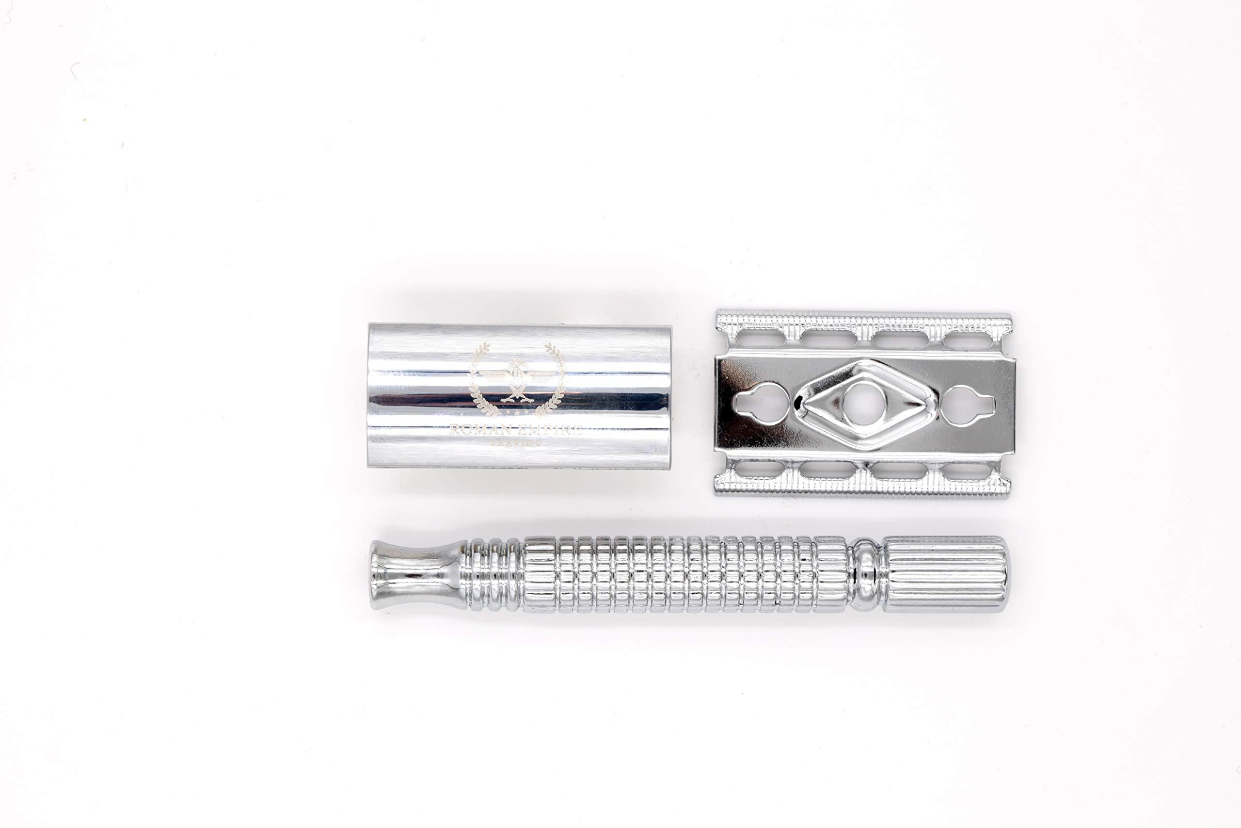 Roman Empire Shaving Double Edge Safety Razor ROMAN EMPIRE SHAVING Augustus with 20 Blades Sampler (Astra-Derby-Shark-Treet) - Image 5