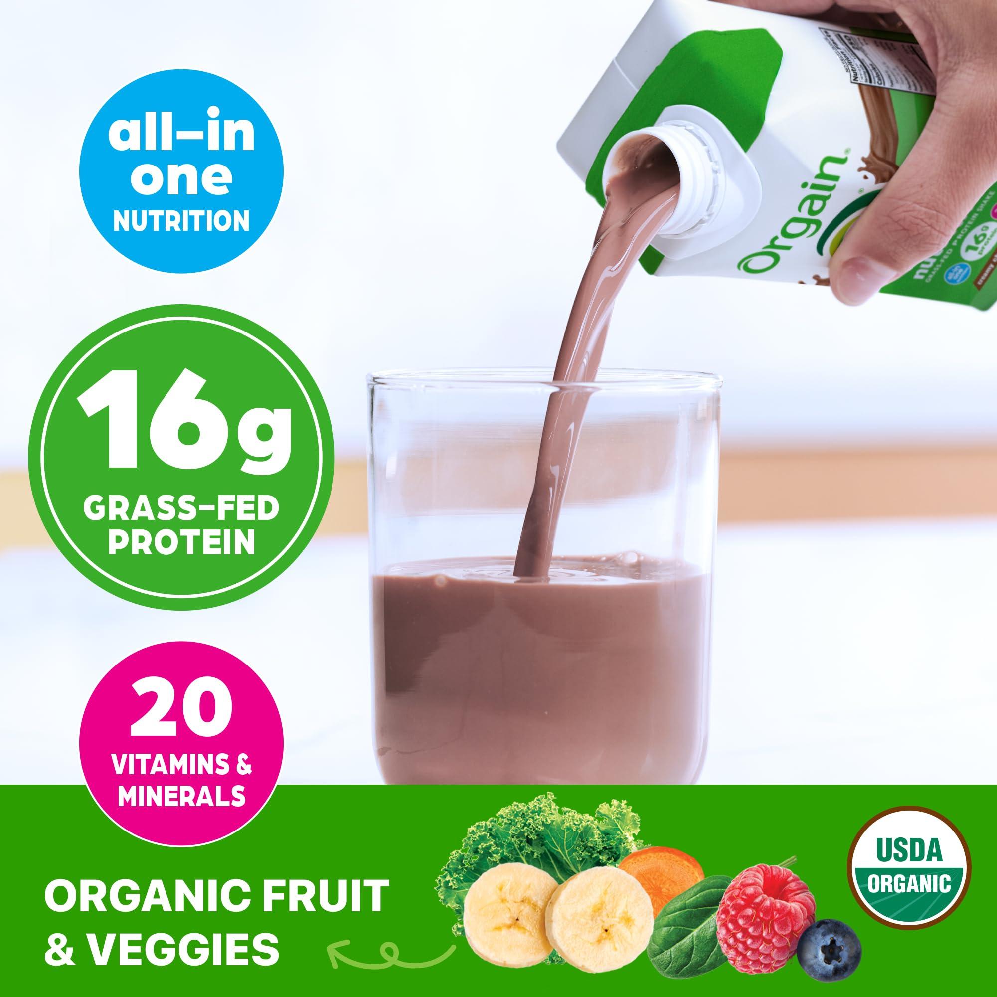 Orgain Organic Nutritional Protein Shake, Creamy Chocolate Fudge - 16g Grass Fed Whey Protein, Meal Replacement, 20 Vitamins & Minerals, Fruits & Vegetables, Gluten Free, Non-GMO, 11 Fl Oz (12 Pack) - Image 3