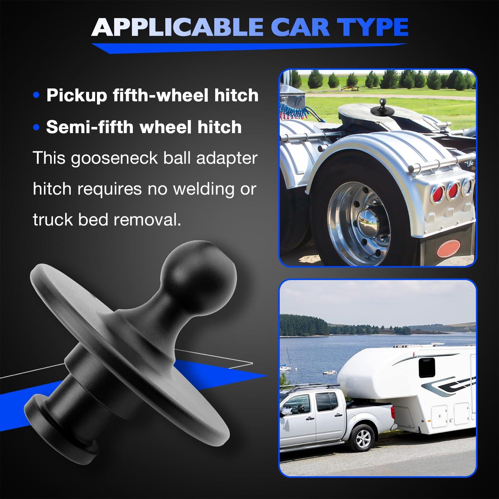 Misakomo Fifth Wheel to Gooseneck Adapter 2085295 - Kingpin to 2-5/16 Inch Ball With 30,000lbs Max Load Capacity - For Tractor and Trailer - Black - Image 4