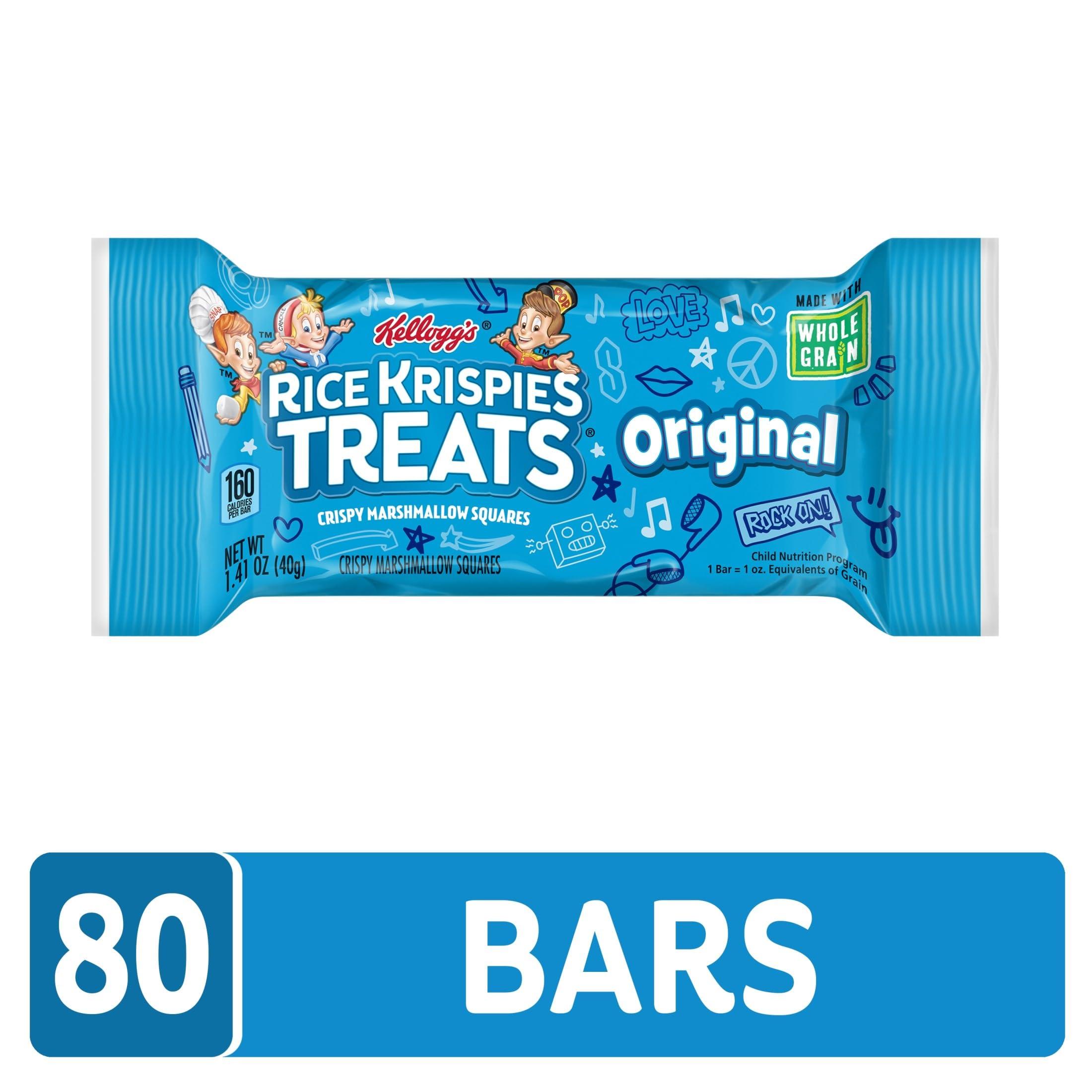 Kellogg’s Rice Krispies Treats, Crispy Marshmallow Squares, Original, Made With Whole-Grain, Bulk Size (Pack of 80, 1.41 oz Bars) - Image 4