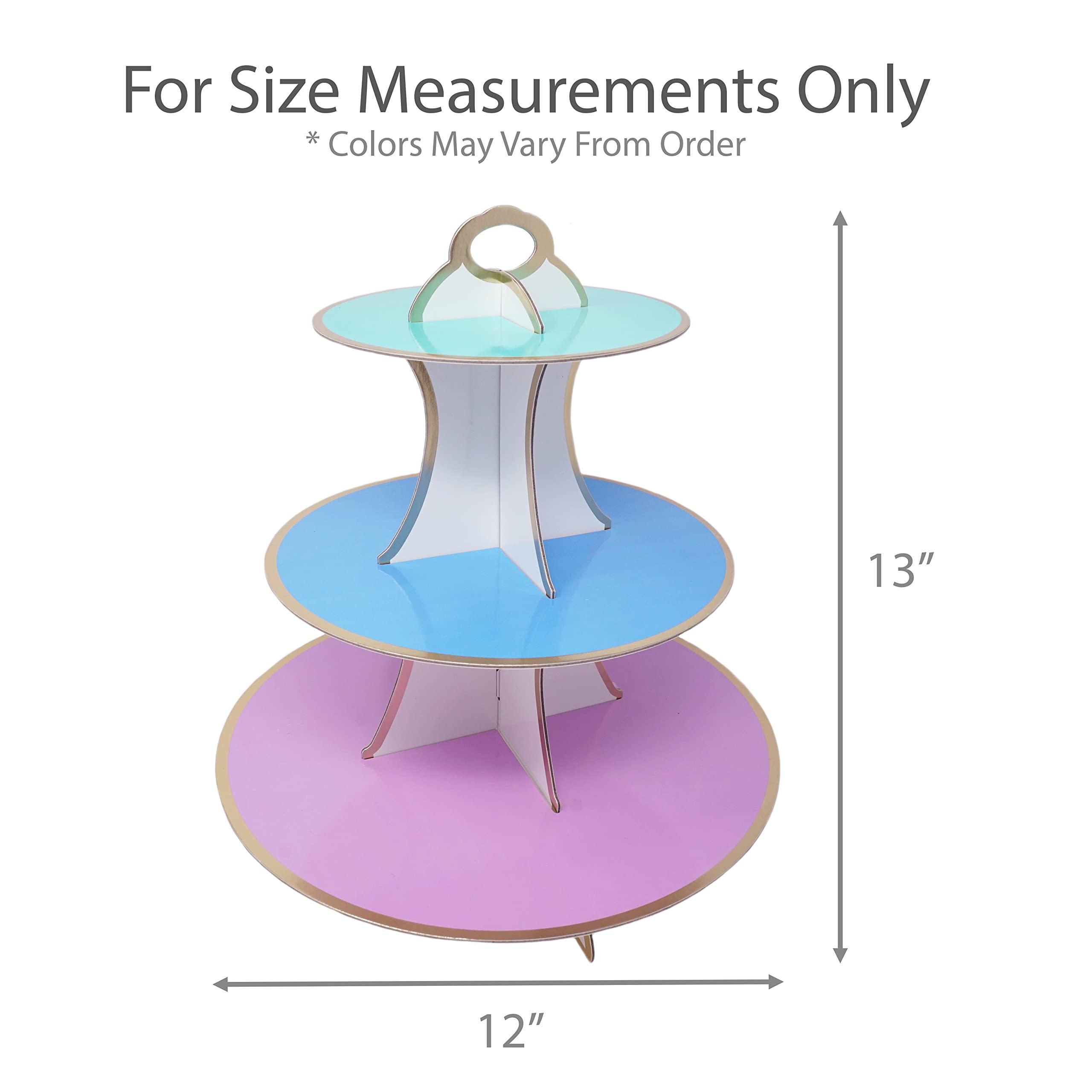 3-Tier Dessert & Cupcake Decorative Serving Tray Stand for Birthdays and All Themed Parties & Events, 2 Serving Towers Per Pack (Blue Ombre) - Image 4