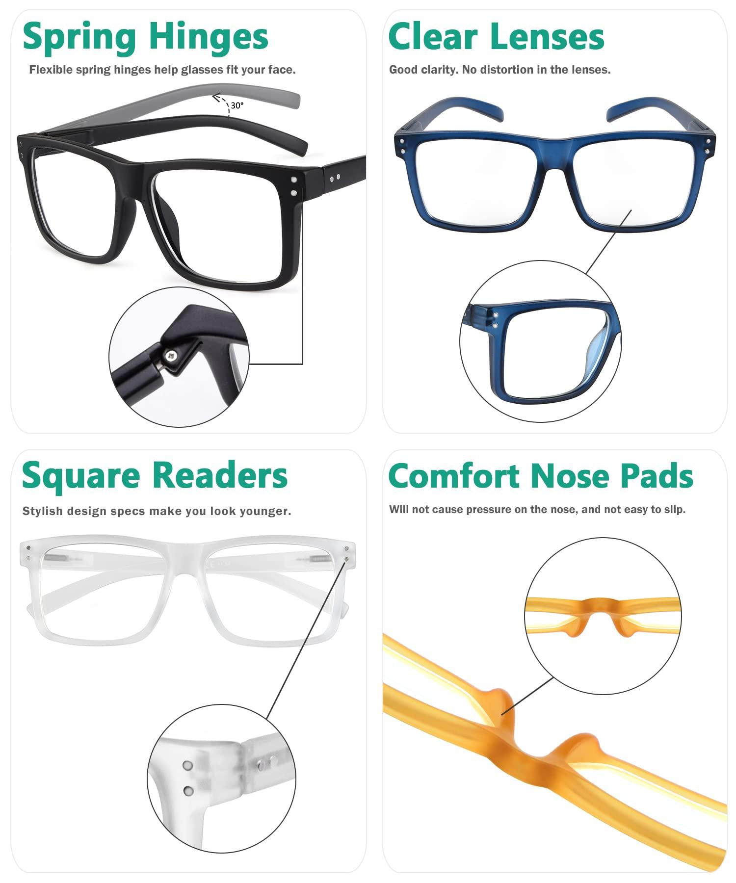 Eyekepper 5-pack Oversized Reading Glasses Square Large Frame Readers for Men and Women +1.50 - Image 5