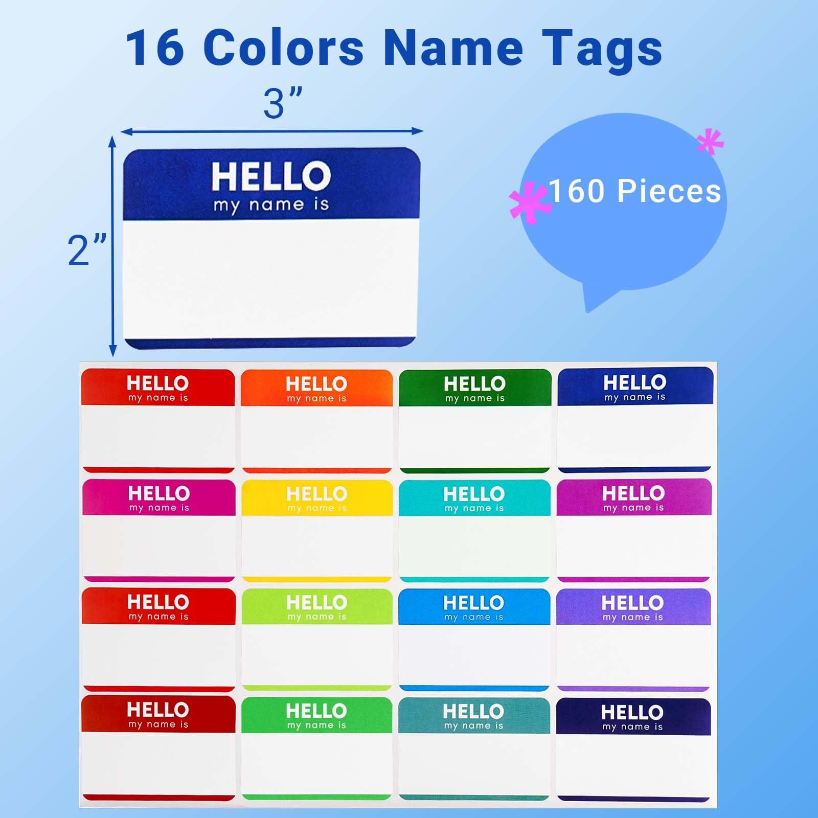 Zacool Name Tag Stickers (3"x 2") Peel and Stick Name Tag Labels Hello My Name is Nametags Stickers Colorful Name Badge Labels for Themed Party Family Home School Office Conferences 160 Pcs - Image 4