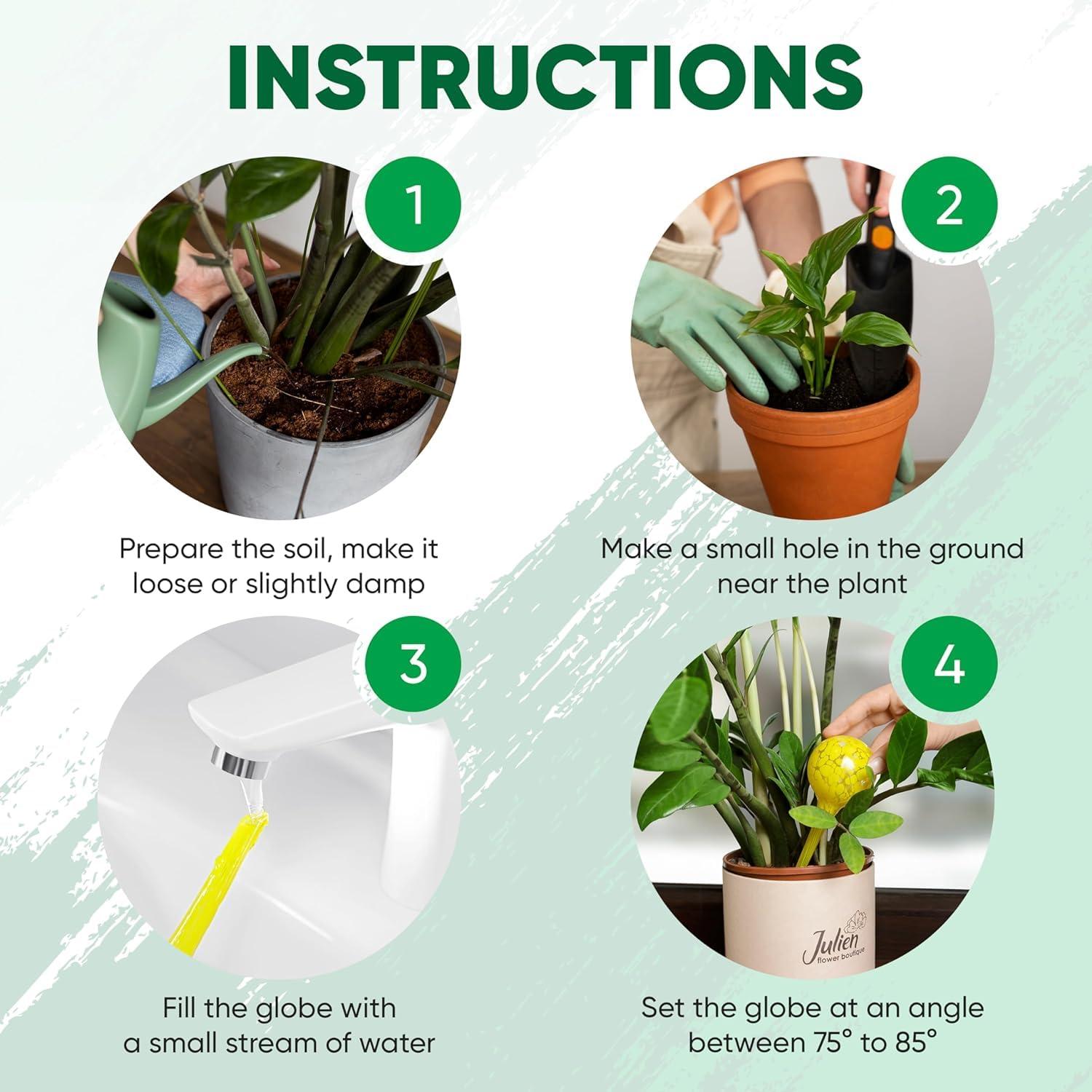 Mission Gallery Plant Watering Globes Set of 6 - Small Self Watering Globes for Indoor & Outdoor Plants - Multicolored, Automatic, Glass Watering Bulbs for Daily Use, Plant Watering Devices - Image 4