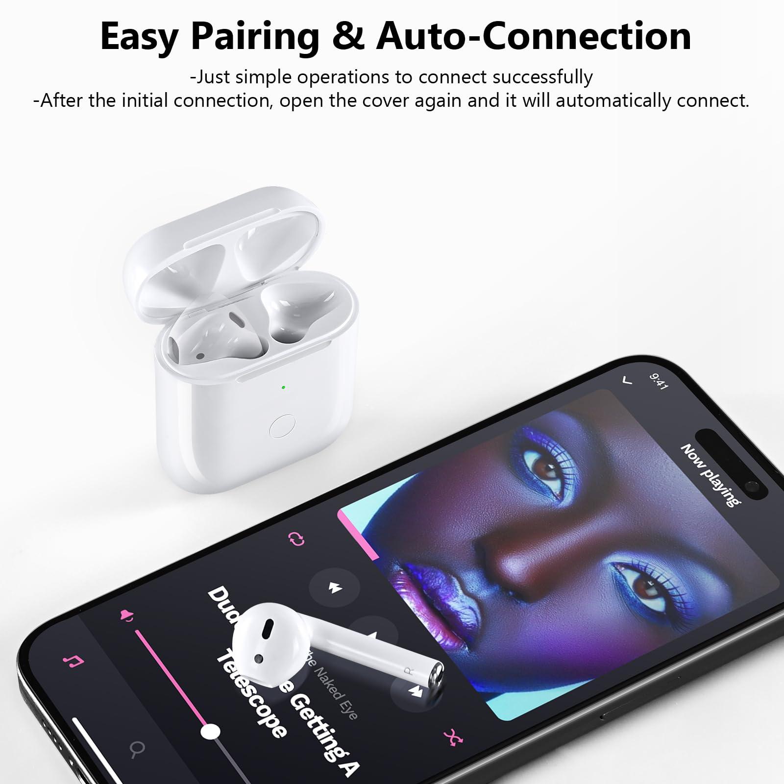 Wireless Charging Case Compatible with AirPod 2 1, Air Pod Charger Case Replacement with Bluetooth Pairing Sync Button, No Earbuds, White - Image 3
