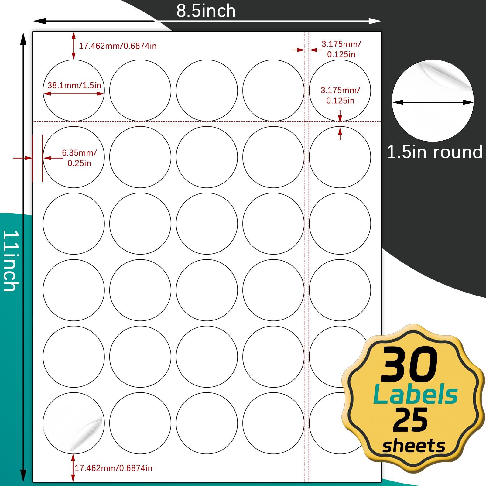 Address Labels 1-1/2” Round for Laser and Inkjet Printers - 25 Sheets, 30 Labels Per Sheet 750 Blank Matte White Sticker Paper for Organization, Labeling, Inventory Management, Product Branding - Image 3