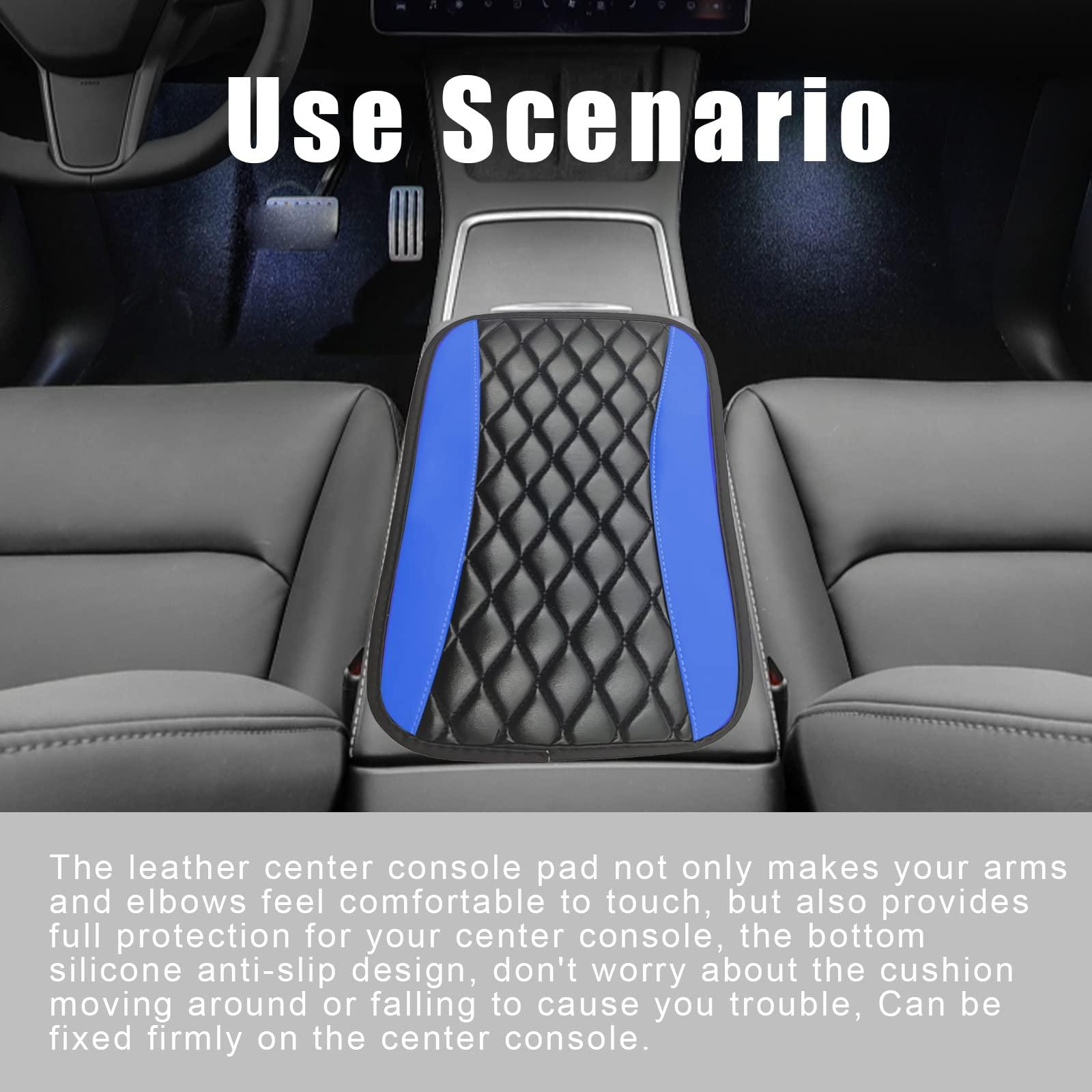 Car Center Console Cover, Universal Leather Waterproof Armrest Seat Box Cover Protector, Comfortable Car Decor Accessories Fit for Most Cars, Vehicles, SUVs -Blue - Image 7