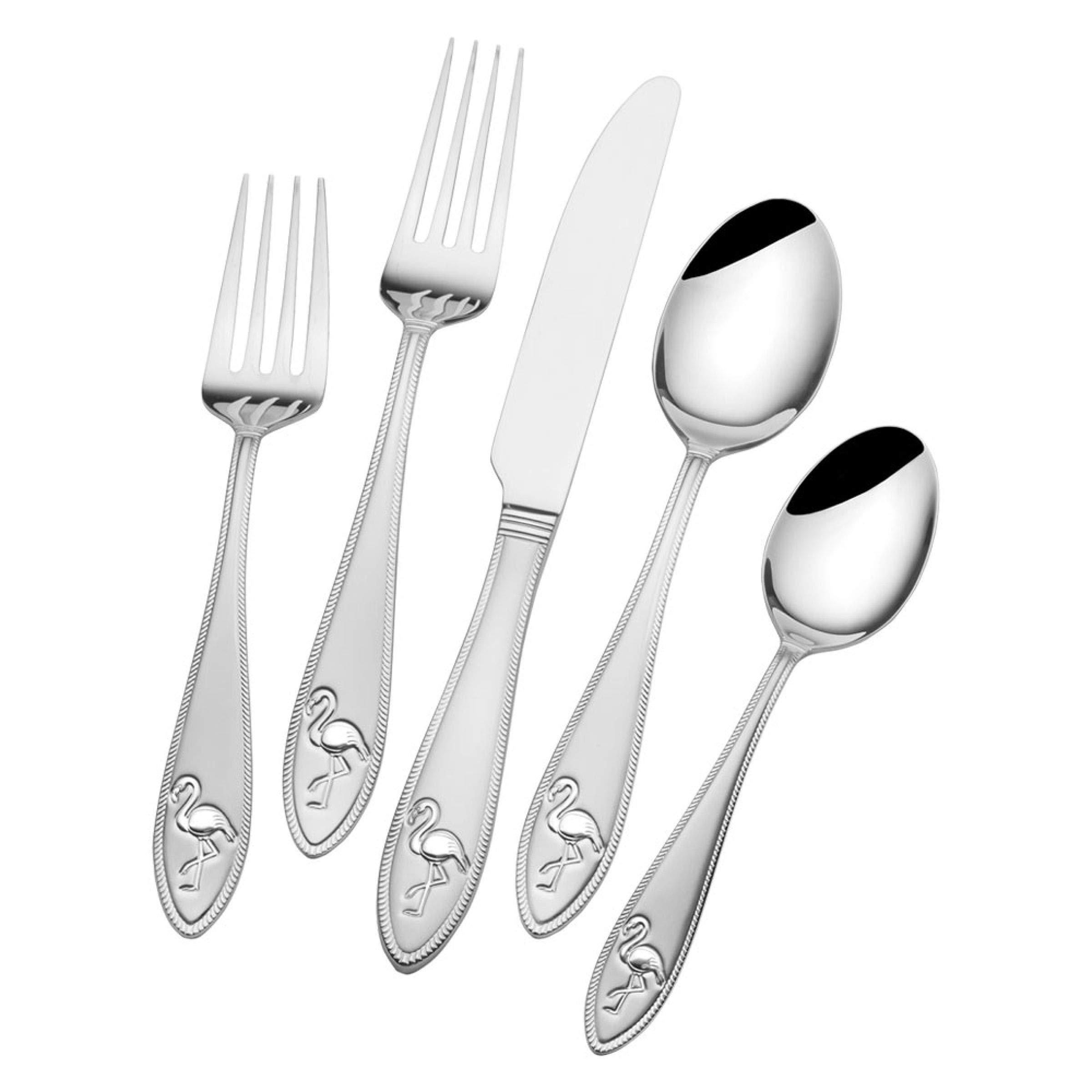 Towle Everyday Flamingo Flatware Service for 4, 20 Piece Set, 18/0 Stainless Steel, Silverware Set