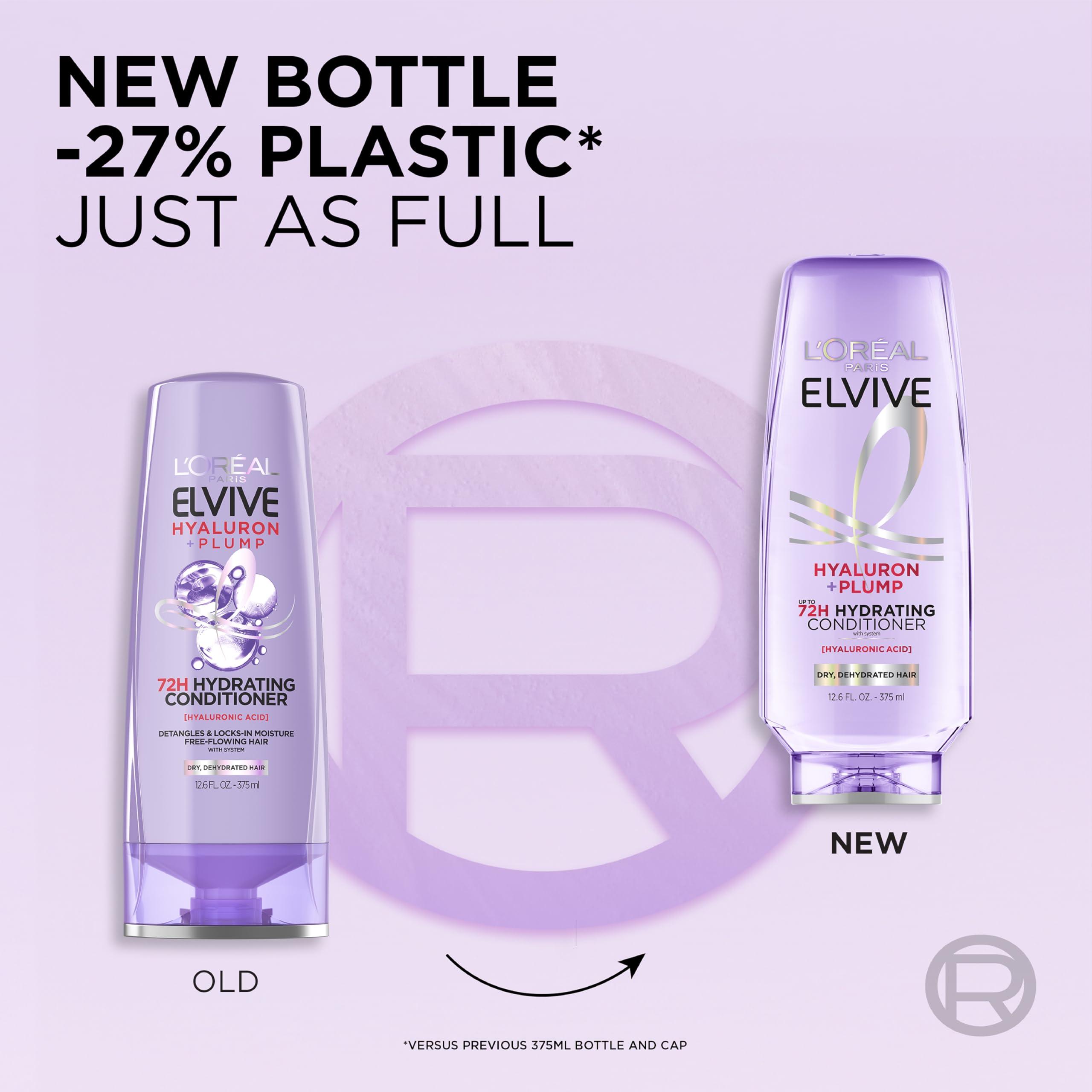 L'Oreal Paris Elvive Hyaluron Plump Hydrating Conditioner for Dehydrated, Dry Hair Infused with Hyaluronic Acid Care Complex, Paraben-Free, 12.6 Fl Oz - Image 5