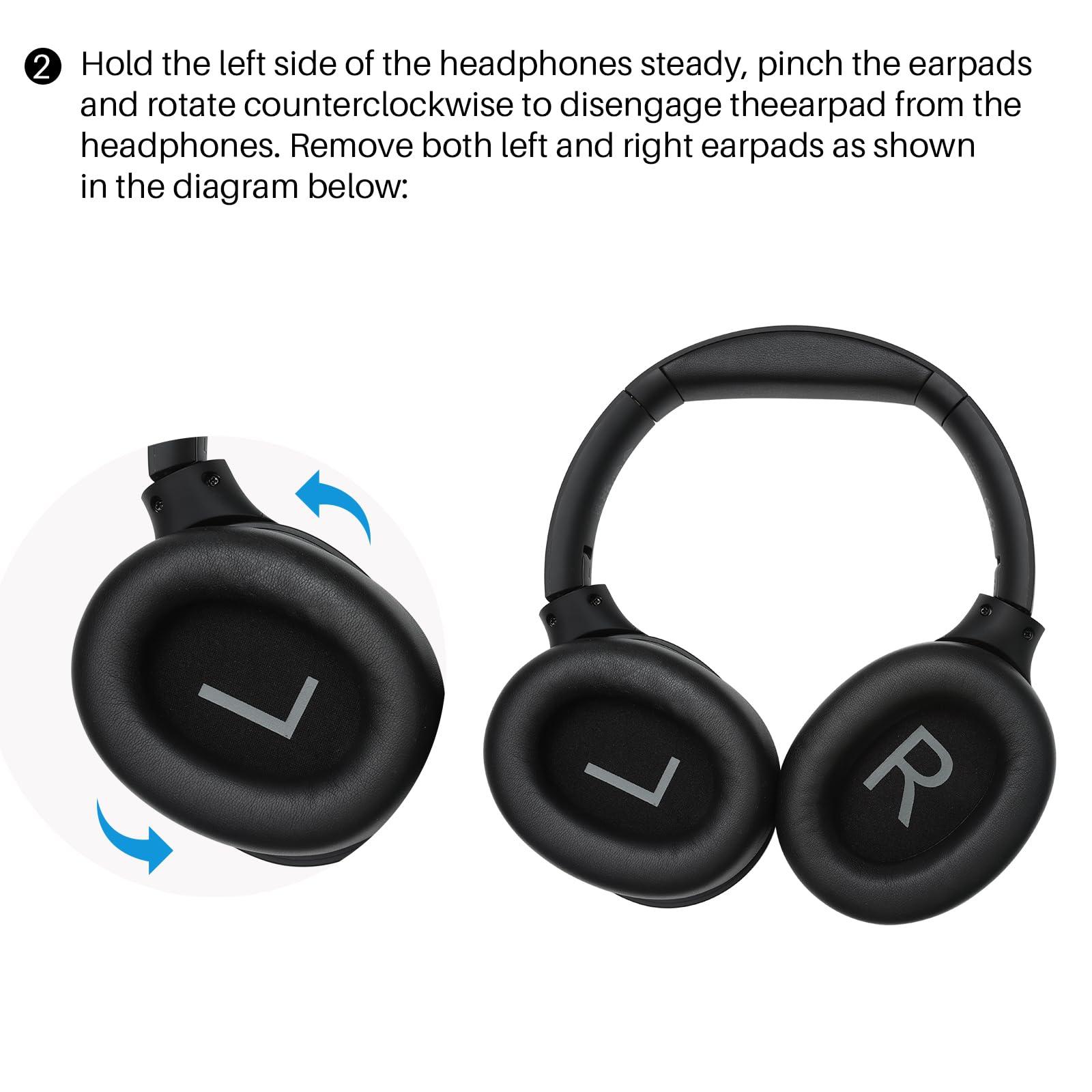 TOZO HT2 Replacement Earpads Cushion, Softer Protein Leather Ear Cover Waterproof for Comfortable Fit with Dustproof Mesh, Sound-Isolation Foam Black - Image 3