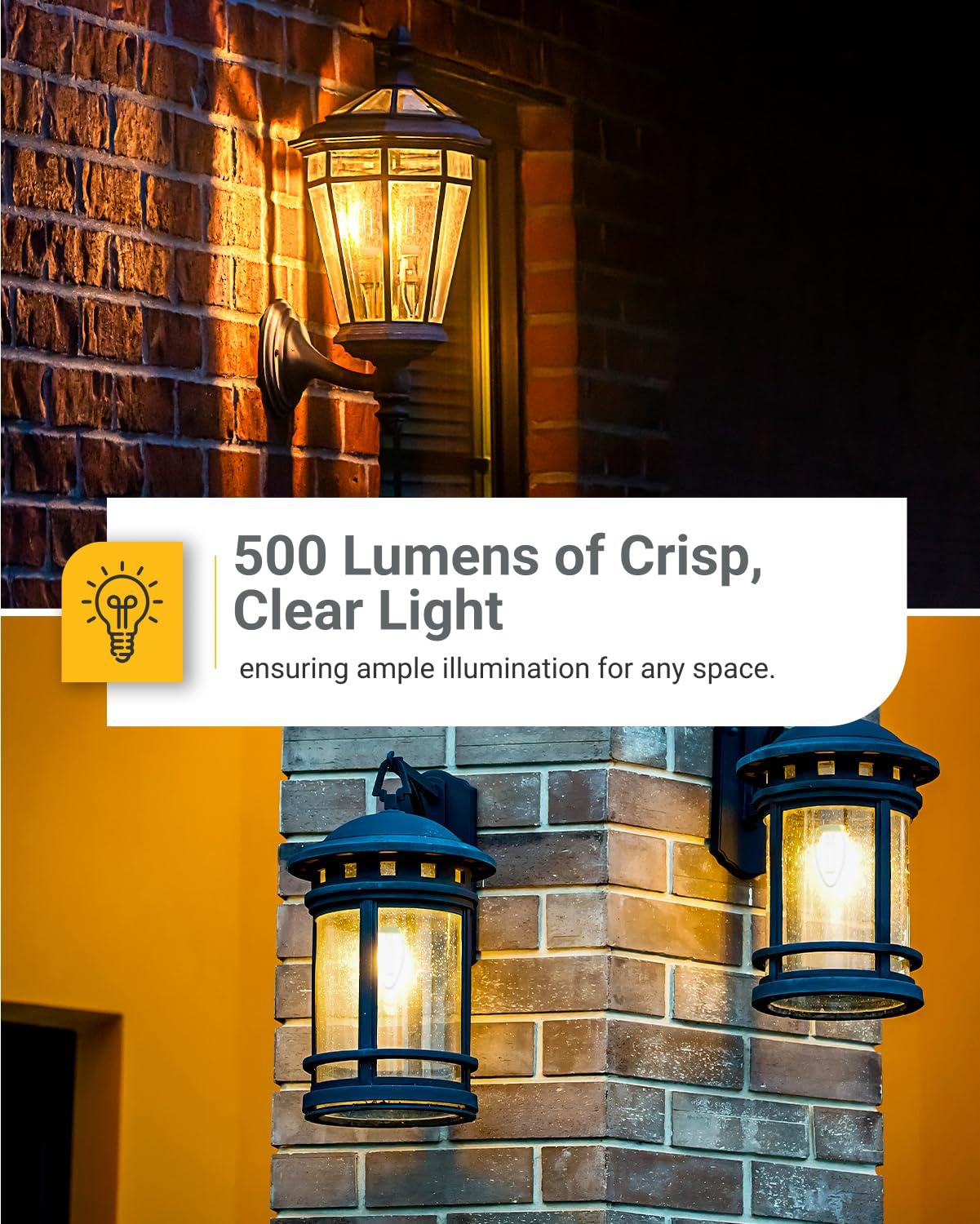 Sunco 10 Pack Dusk to Dawn LED Outdoor Light Bulb B11, Edison Filament Candelabra Bulbs for Porch Lighting, 500 LM, 5W (40W Equivalent), 5000K Daylight, E12 Base, Photocell Sensor UL - Image 4