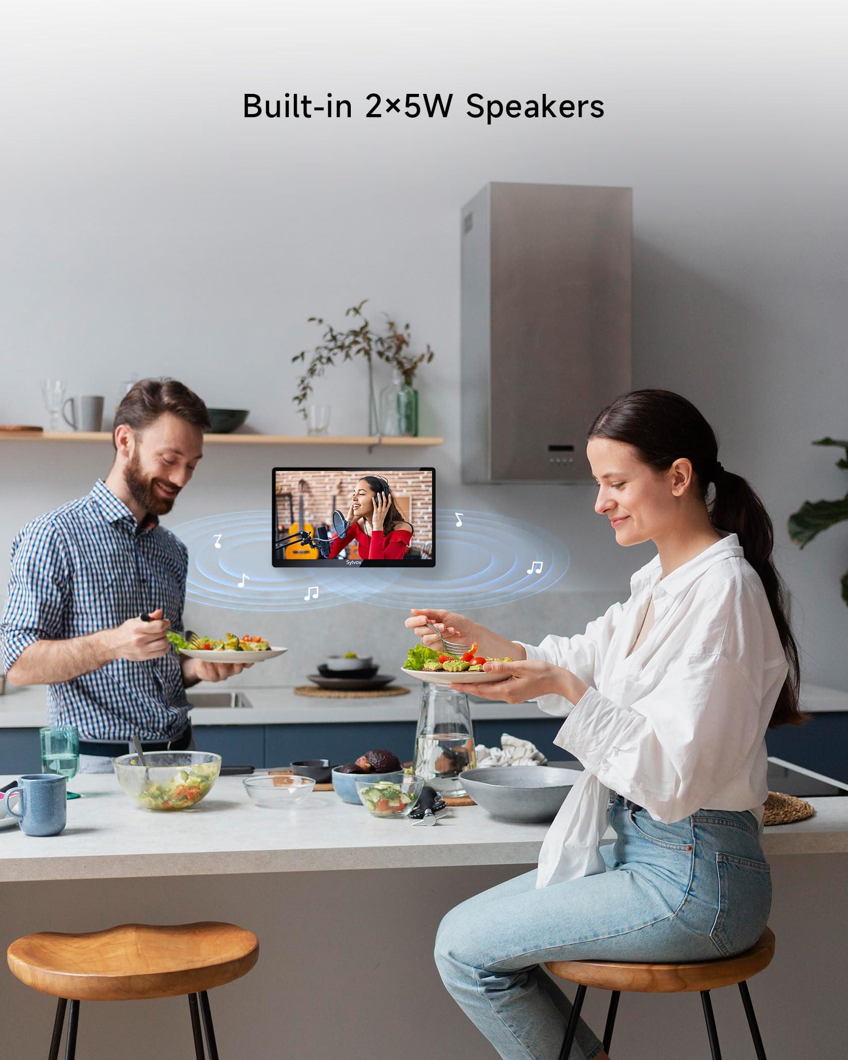 SYLVOX Kitchen TV, Small Smart TV for Kitchen, 15.6 inch 1080P Full HD Under Cabinet TVs, Google Smart Television with Voice Remote Control WiFi Bluetooth Chromecast 2 Speakers, Compact & Foldable - Image 8