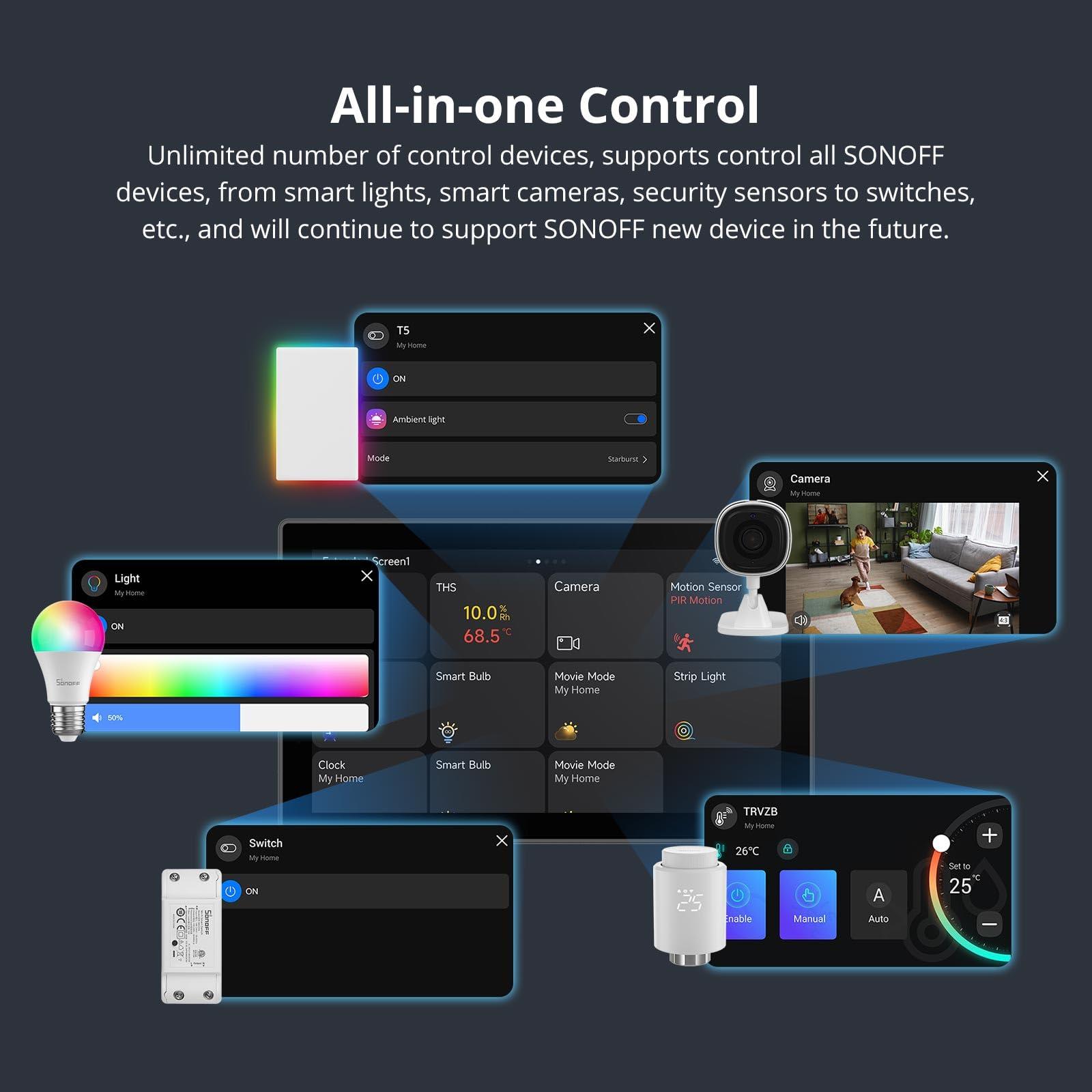 SONOFF NSPanel Pro 120 Smart Home Control Panel, Integrate Zigbee Gateway with Home Security, 4.7-inch large display with Monitoring energy use, Viewing cameras, Thermostat, Browsing the web(Black) - Image 4