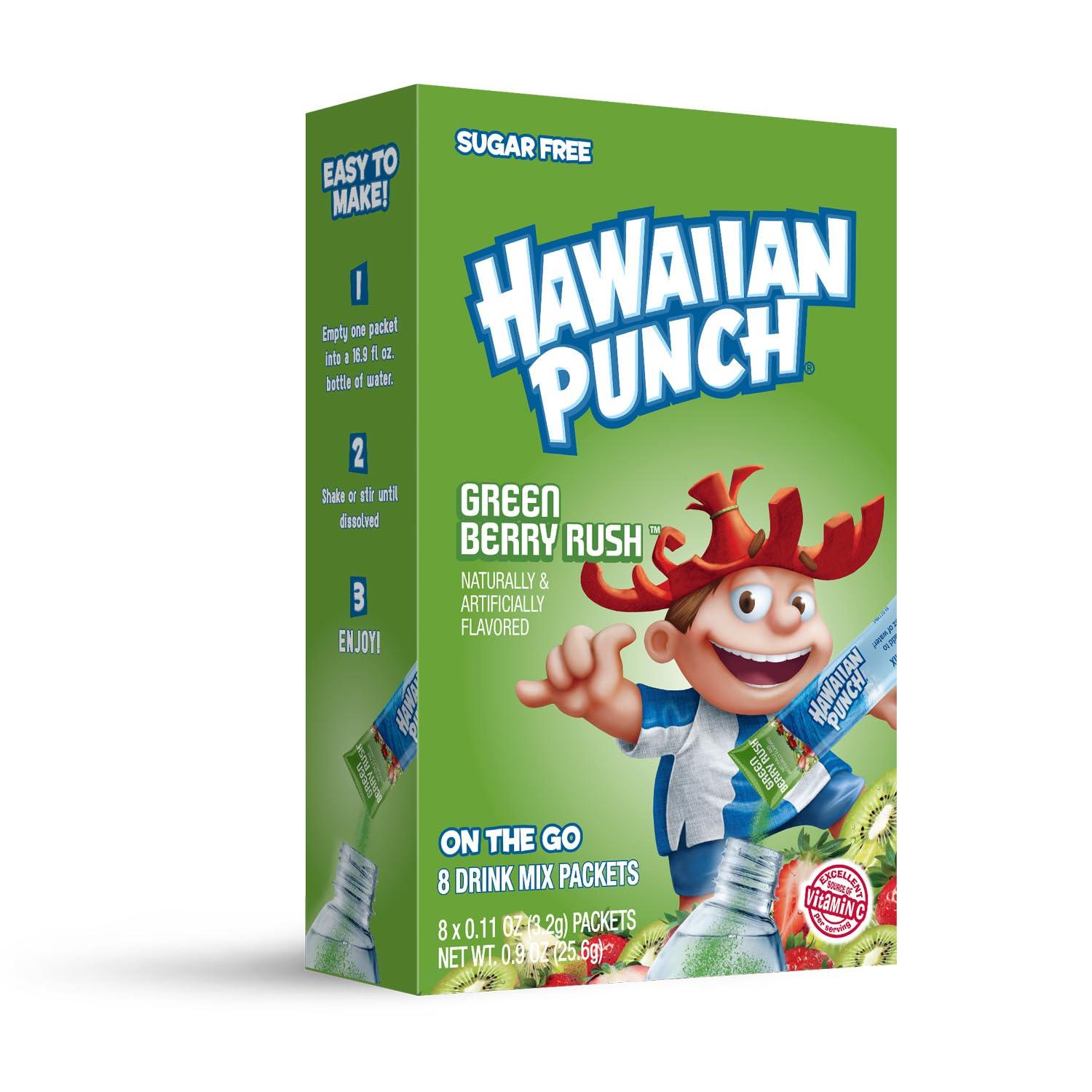 Juicy Mixes Hawaiian Punch Powder Drink Mix – Sugar Free & Delicious, Excellent source of Vitamin C (Green Berry Rush, 96 Sticks) - Image 3