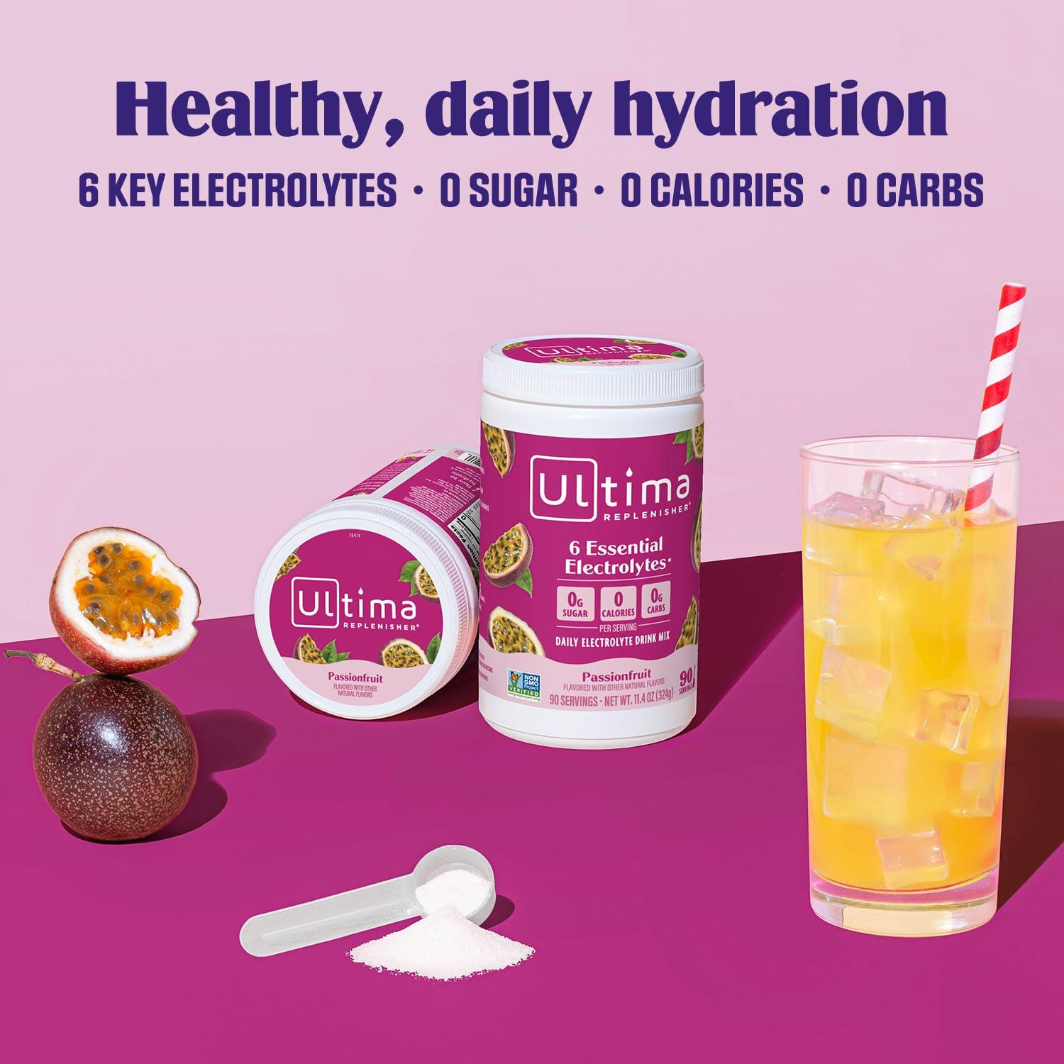 Ultima Replenisher Daily Electrolyte Powder Drink Mix – Sugar Free – Passionfruit, 90 Servings – Hydration Powder with 6 Key Electrolytes and Trace Minerals – Keto Friendly, Non-GMO - Image 3
