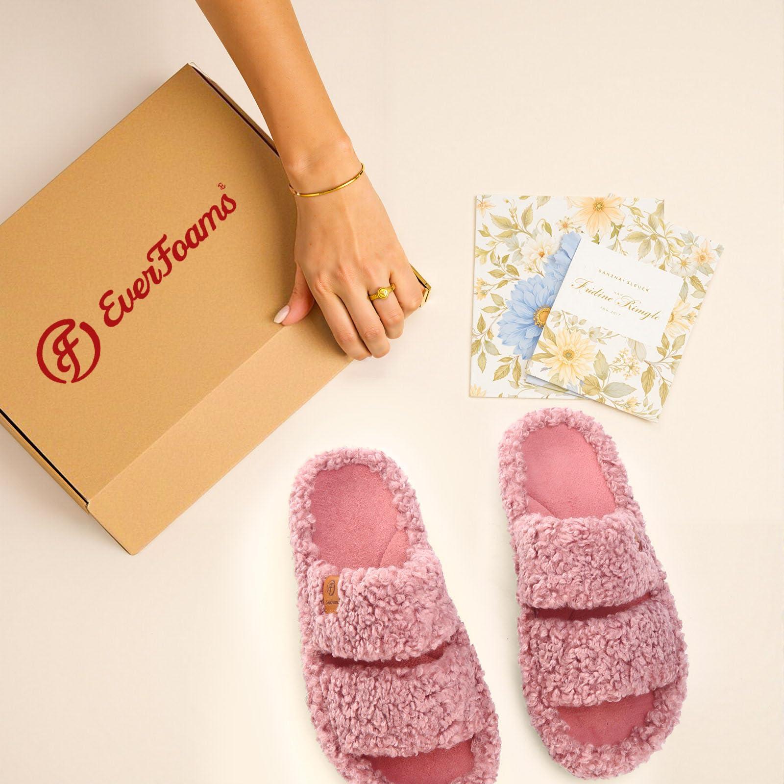 EverFoams Womens Fuzzy Open-toe Slippers Soft Comfy Memory Foam Indoor House Shoes - Image 7