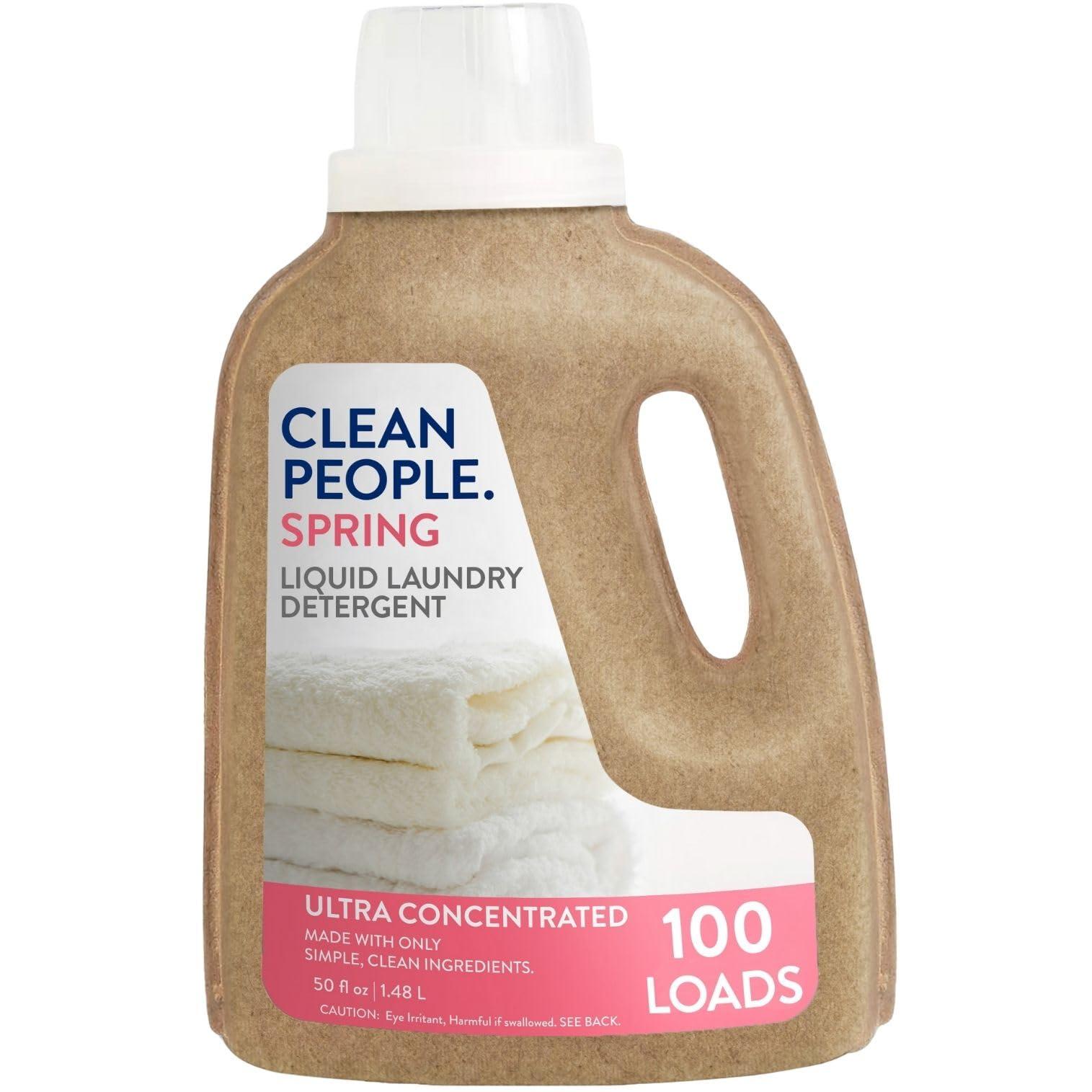 The Clean People Liquid Laundry Detergent - Recyclable Packaging, Stain Fighting - Ultra Concentrated, Laundry Soap - Spring Scent, 50 fl oz