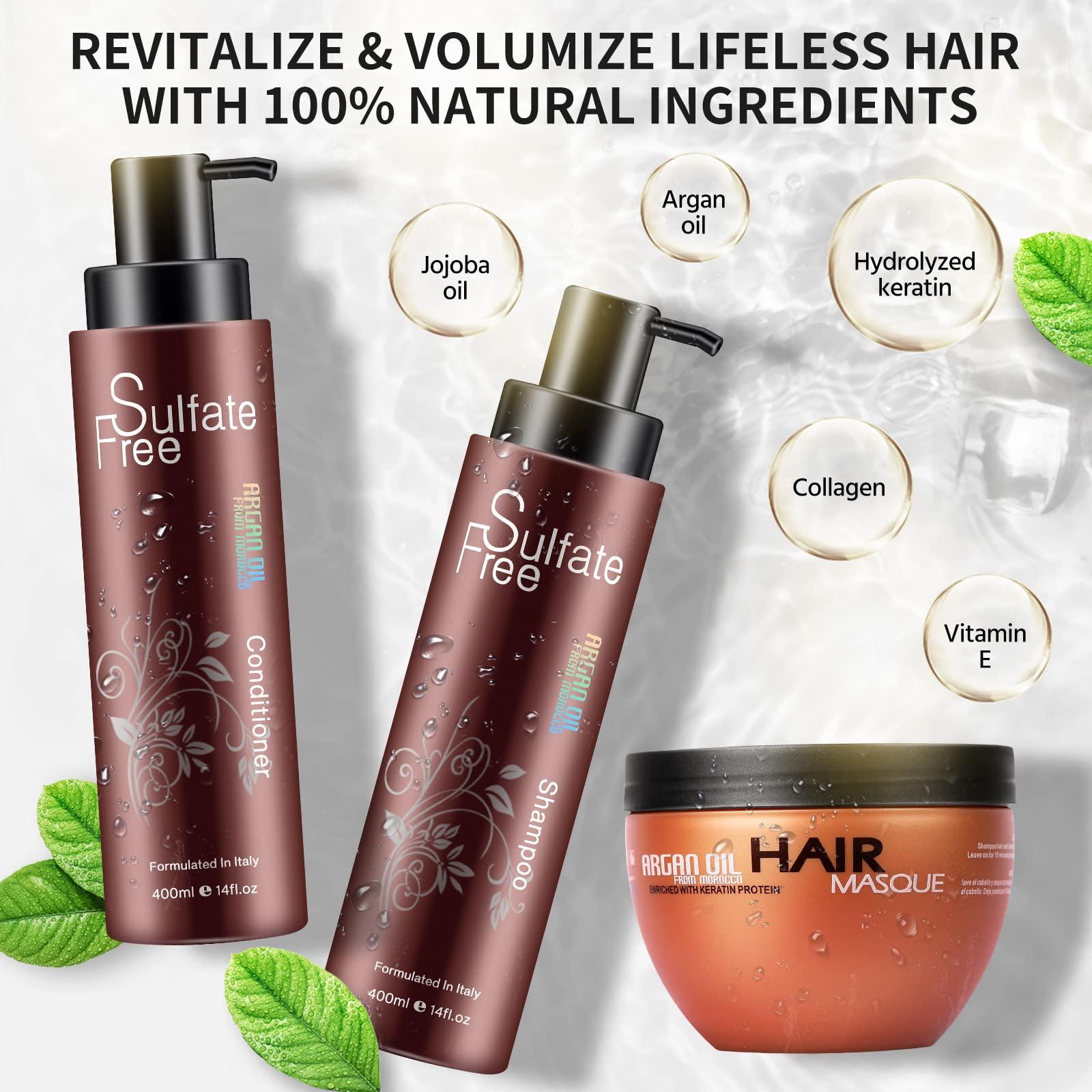 Nuspa Moroccan Argan Oil Hair Care Set - Sulfate Free for Damaged, Dry, Frizzy, Color Safe, Keratin Treated Hair with Long Lasting Shine - Image 4
