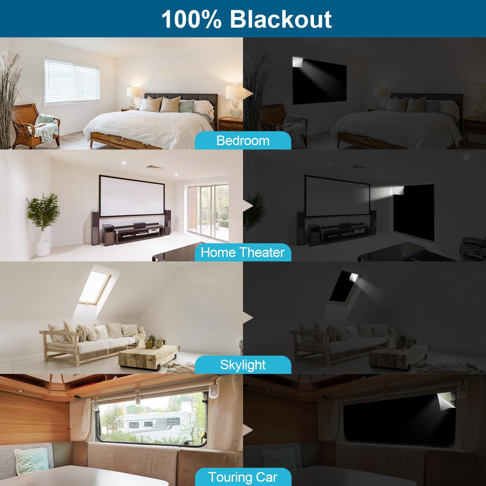 100% Blackout Curtains for Bedroom, Portable DIY Window Blinds, No Drill Window Shades & Blackout Blinds with Stickers & Tabs for Travel, Dorm Room, Media Room (118" x 57") - Image 4
