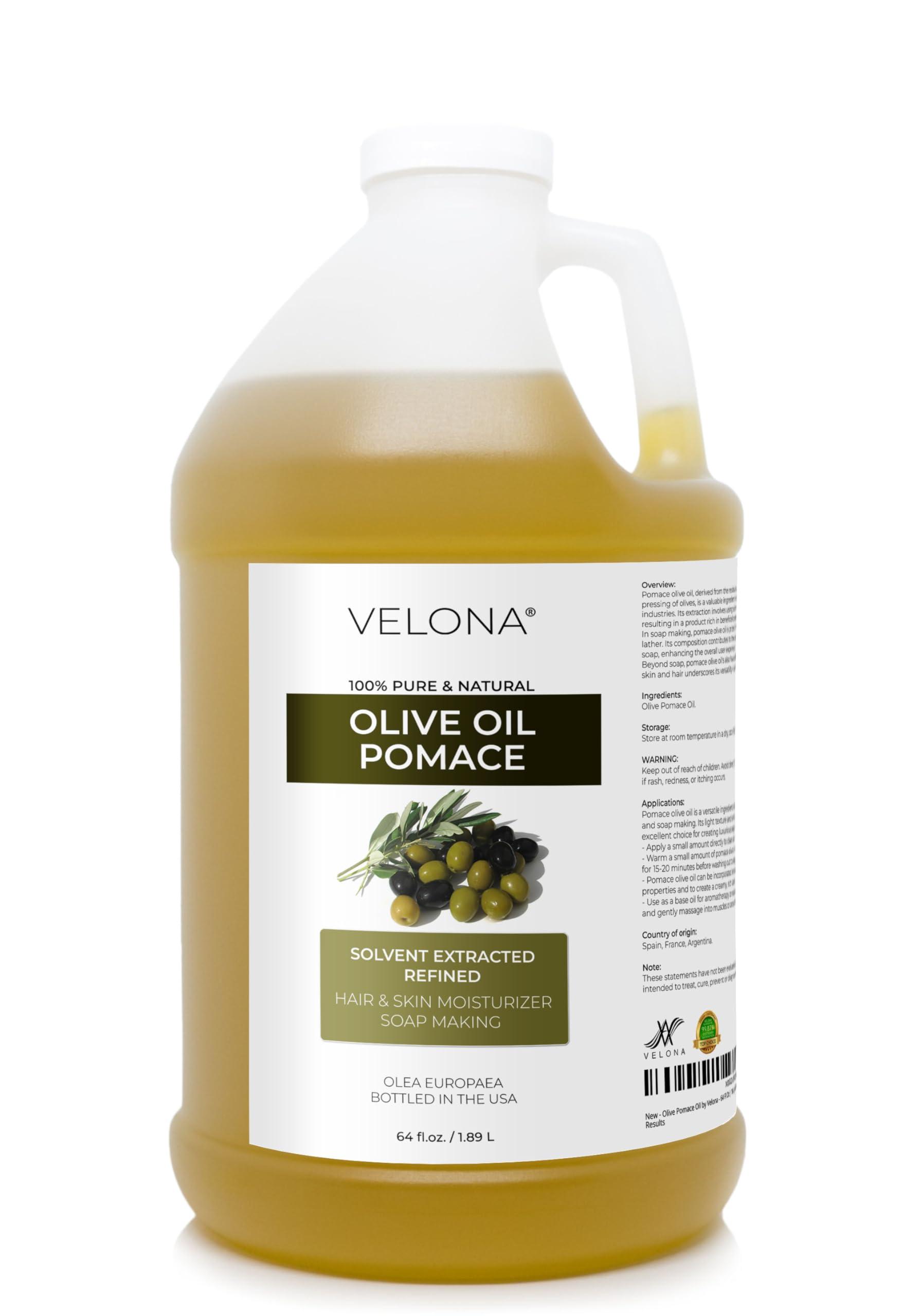velona Olive Pomace Oil 64 Fl Oz | 100% Pure and Natural Carrier Oil | Refined | Skin, Hair, Body & Face Moisturizing | Use Today - Enjoy Results.