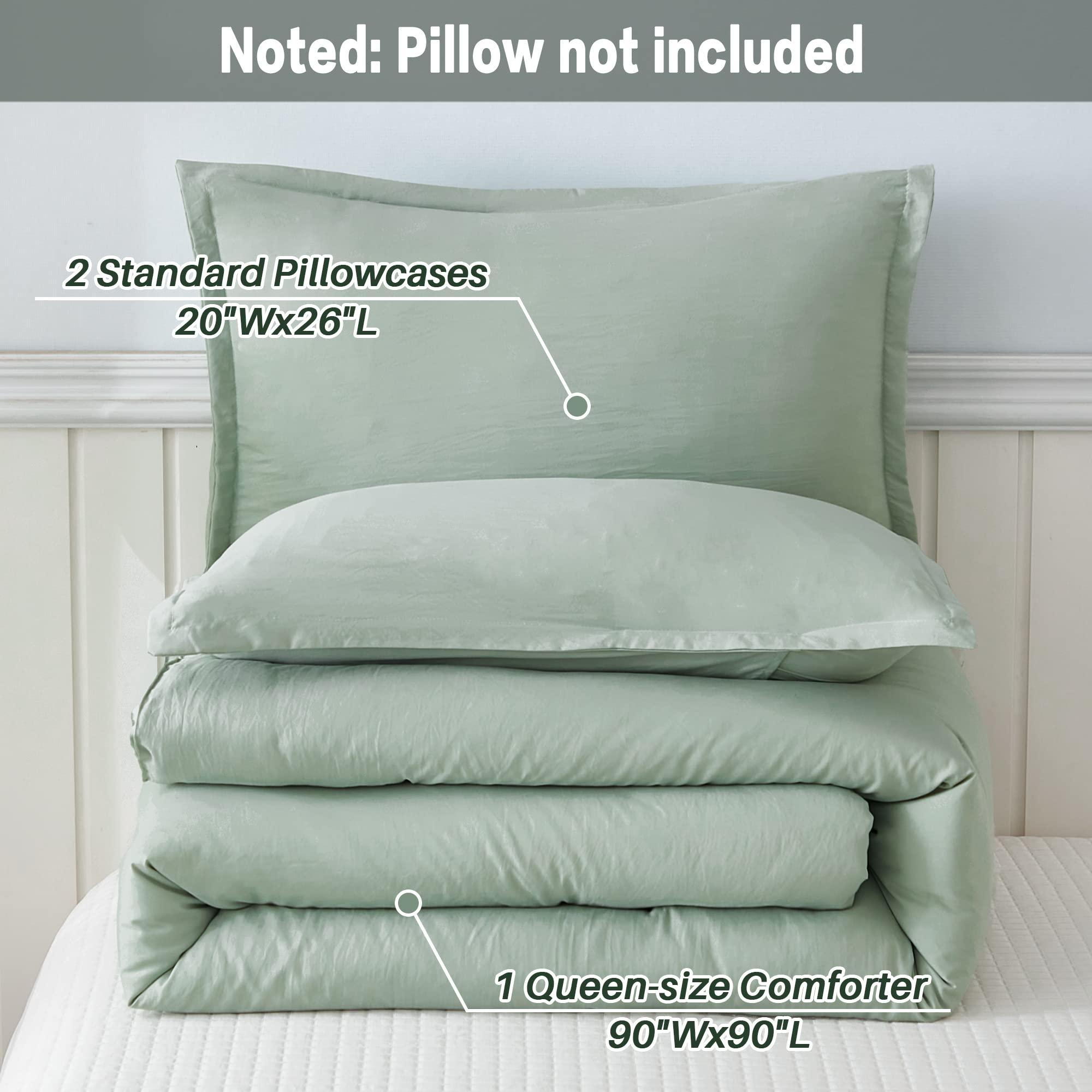 Litanika Queen Comforter Set Sage Green, 3 Pieces Lightweight Comforters Queen Size Solid Bedding Comforters Sets, Down Alternative Comforter Bed Set Quilt Blanket - Image 8