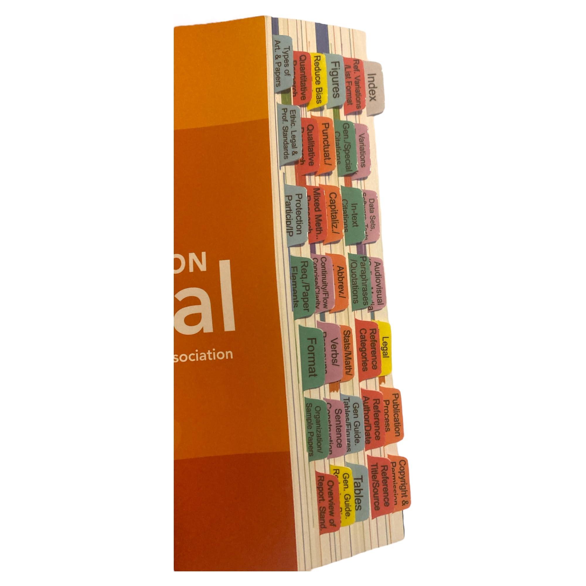 Book Tabs for The APA Manual 7th Edition 2025: Color Coded Tabs for The American Psychological Association Publication Style Manual (Book not Included)