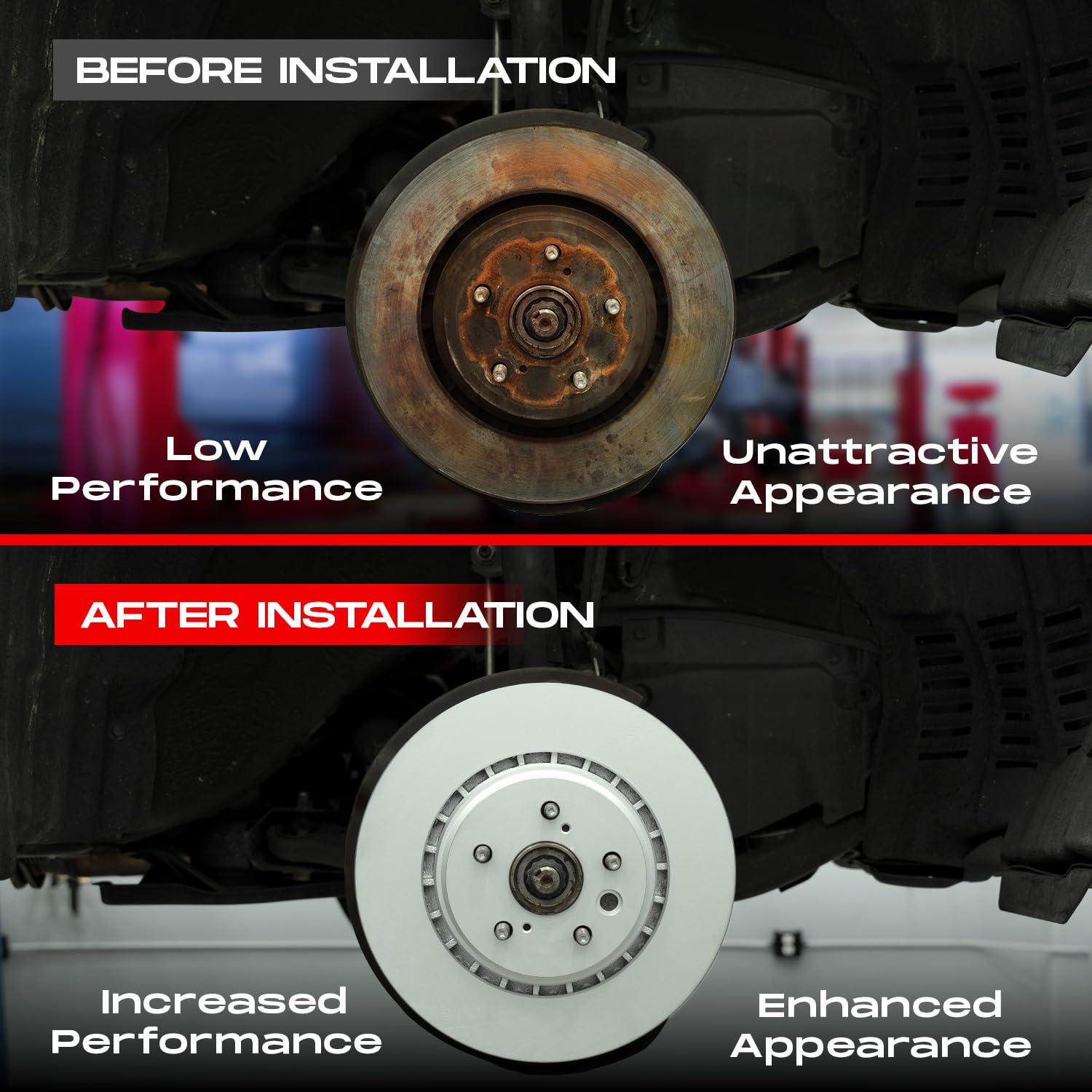 R1 Concepts Front and Rear Brakes and Rotors| Hardware Included| Front and Rear Optimum OEp Brake Pads and Rotors Kit| Fits 2013-2019 Hyundai Santa Fe - Image 8