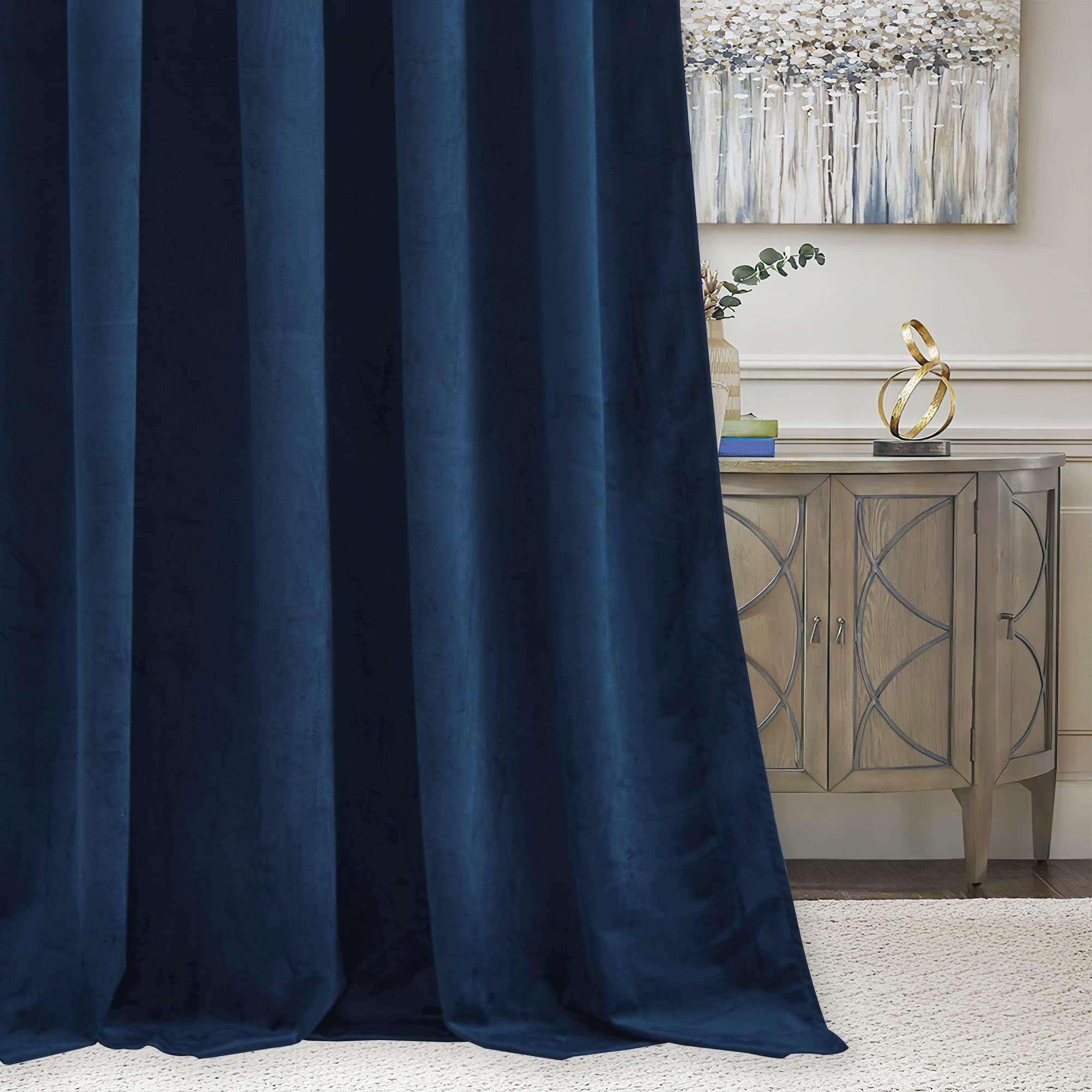 RYB HOME Blue Velvet Curtains 84 inches - Blackout Curtains for Living Room, Thermal Insulated Noise Reducing Panels Soft Luxury Window Decor for Kids Bedroom, Navy Blue, W52 x L84 inches, 2 Panels - Image 6