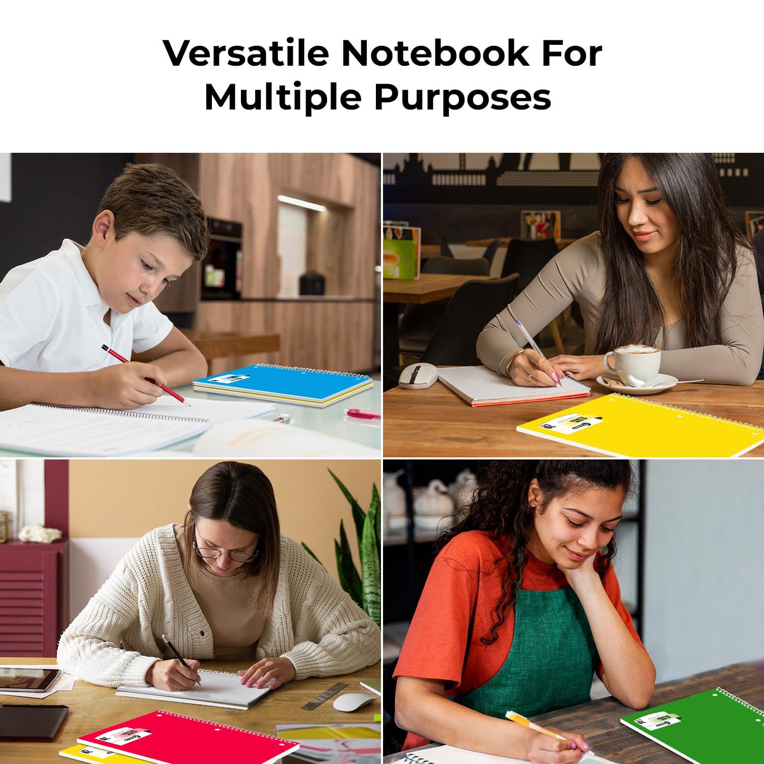 Rosmonde Spiral Notebooks, 12 Pack, 1 Subject Notebook, Wide Ruled, 70 Sheets, 8 x 10-1/2", 3 Hole Punched, School Supplies, Bulk Single Subject Spiral Notebook Bulk, Assorted Colors Pack of Notebooks - Image 8