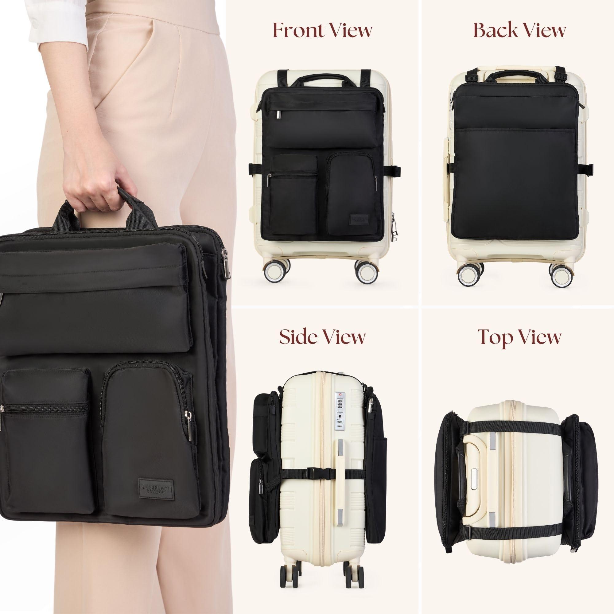 Over Luggage Organizer for Carry On Bag or Suitcase with Storage Pockets, 16” Laptop Sleeve with Handle, Travel Accessories Bag, Slide On Luggage Harness with Adjustable Straps (Black) - Image 3