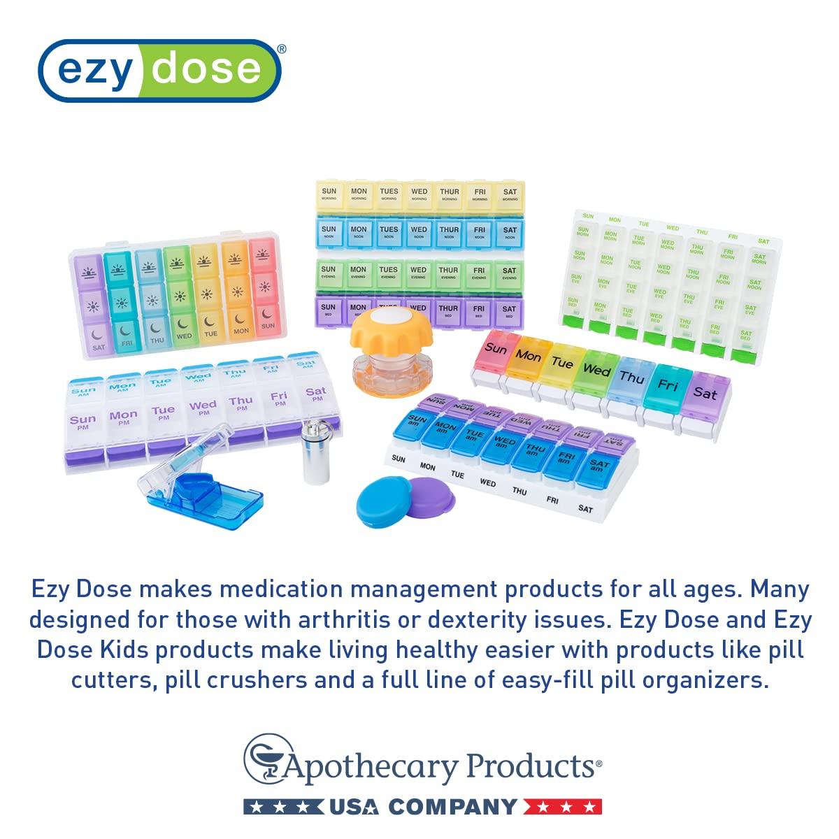 EZY DOSE Weekly (7-Day) AM/PM Pill Organizer, Daily Vitamin Container and Medicine Box, Large Pop-Out Compartments, Designed for Travel, 2 Times a Day, Blue and Yellow Lids - Image 5