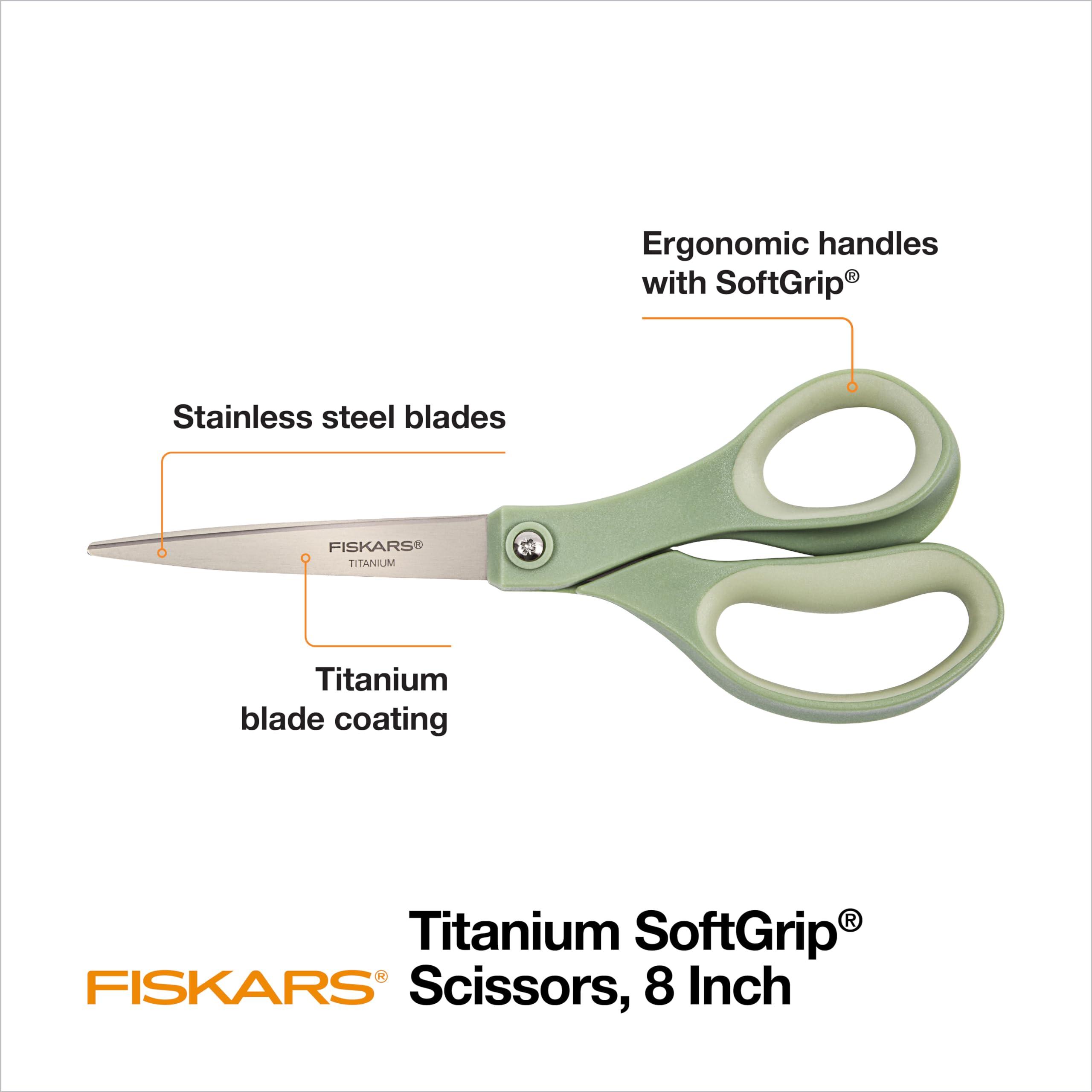 Fiskars SoftGrip Titanium Scissors - Contoured Performance All Purpose - 8" Titanium - Straight Paper Scissors for Office, and Arts and Crafts - 3-Count - Image 3