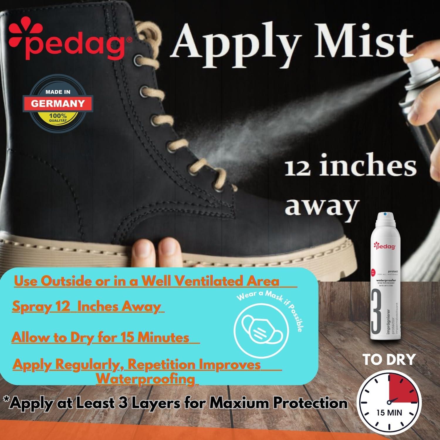 Pedag PFAS-Free Waterproofer | German Made | Heavy Duty Waterproof and Stain Repellent | Canvas & Fabric Spray Protector | Waterproofing Spray and Guard for Boots, Shoes, Tents, Hats, Jackets | 1 Can - Image 8