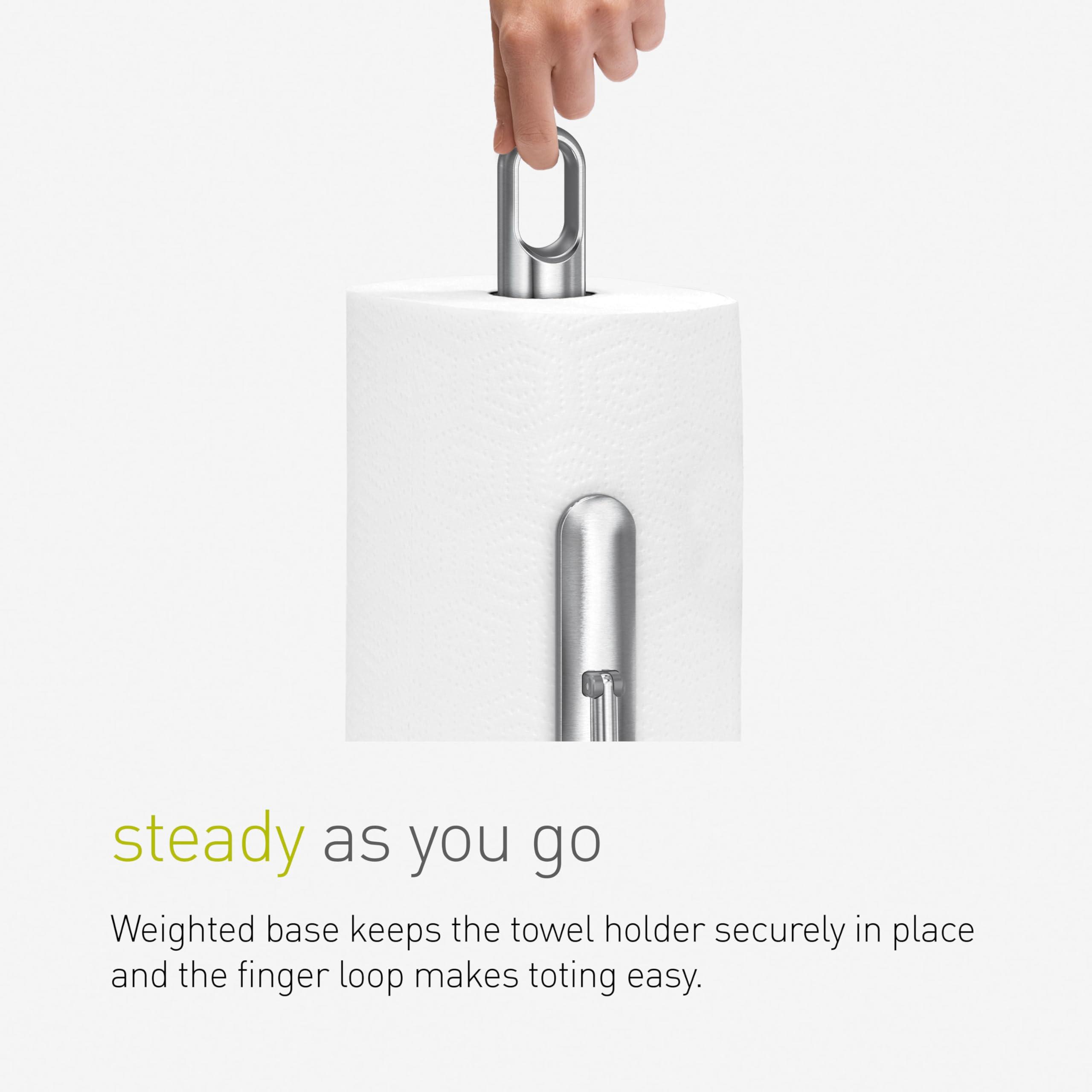 simplehuman Tension Arm Standing Paper Towel Holder, Heavy-Duty, Easy One-Handed Tear, Countertop Kitchen Paper Towel Dispenser, Brushed Stainless Steel - Image 5