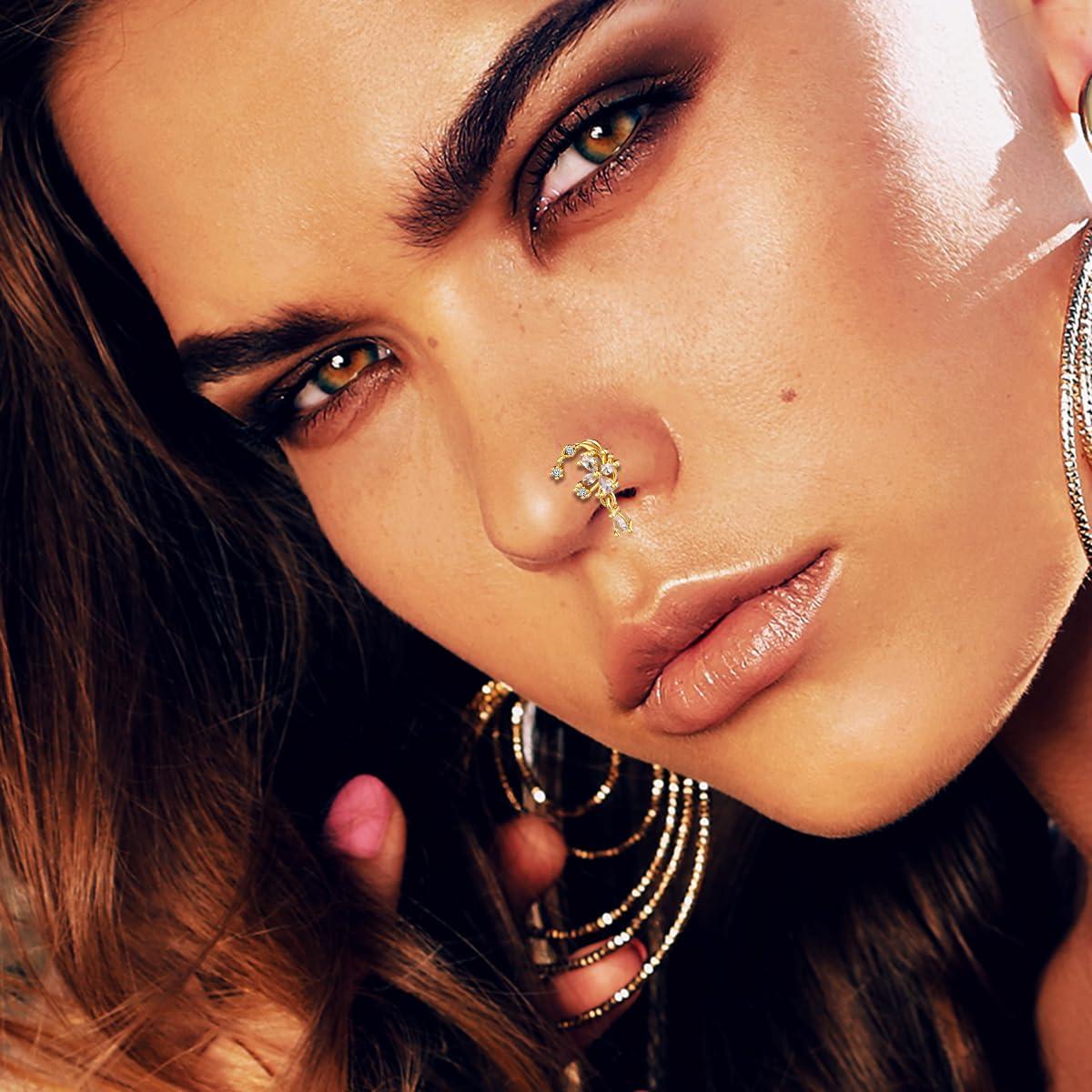 TAMHOO 18Pcs Nose Rings - L Shape, Butterfly & Heart Designs - Gold Nose Studs for Women - Image 2